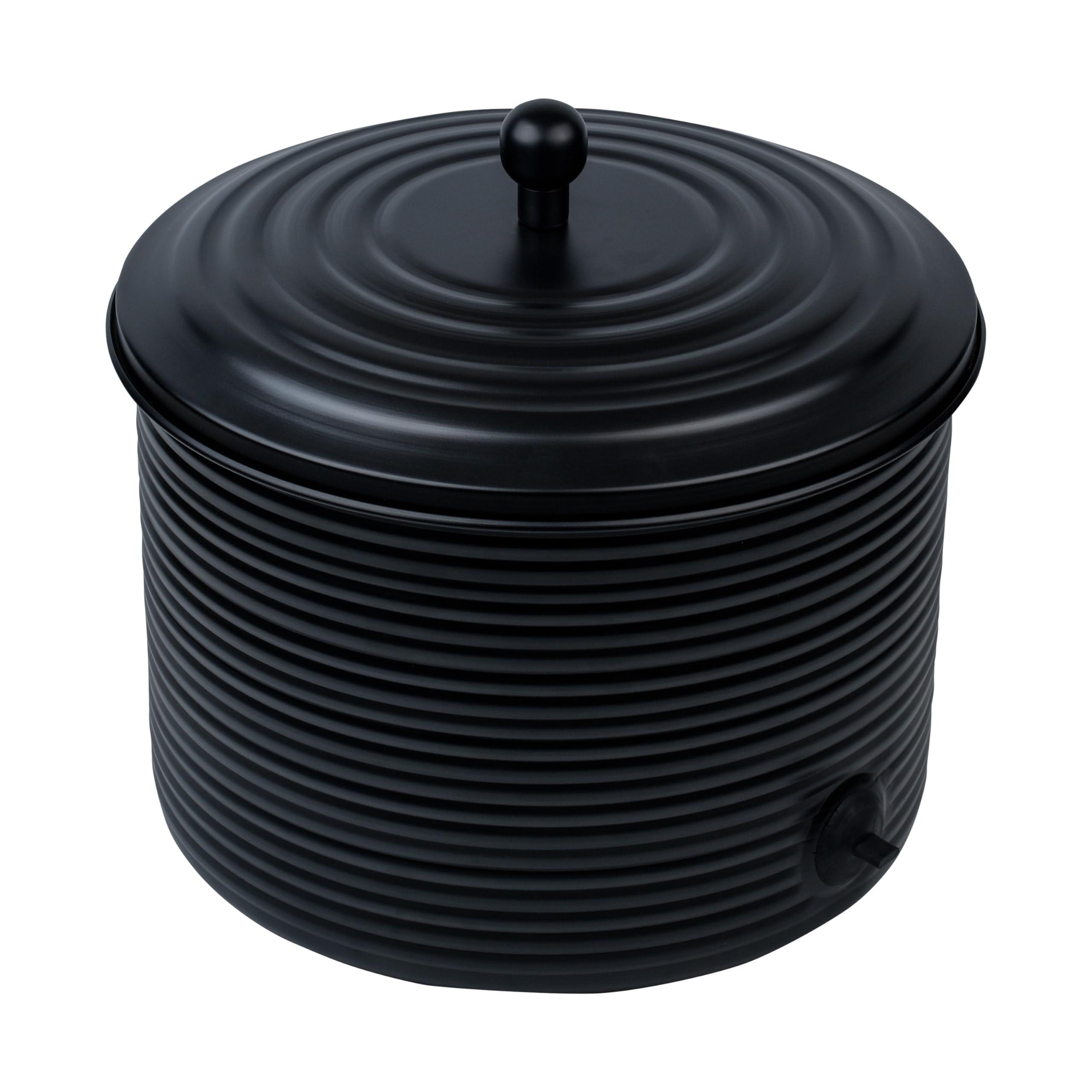 Garden Hose Holder Storage Pot with Lid Antique Ribbed | Water Hose Container Pot Outdoor or Indoor Use | Expandable Water Hose Hider Metal | Holds 125 ft Hose - Image 4