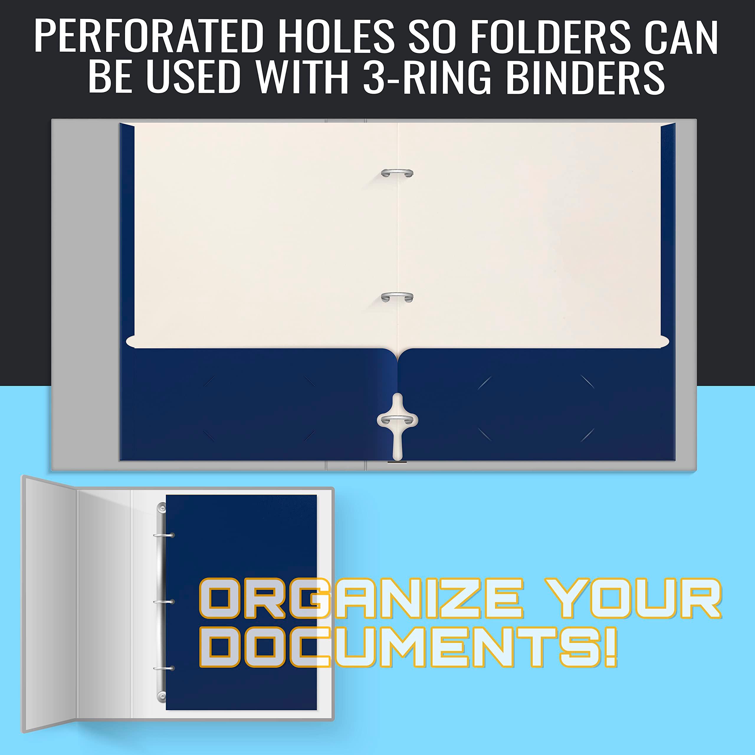 Better Office Products Two Pocket Portfolio Folders, 50-Pack, Blue, Letter Size Paper Folders, 50 Pieces, Blue - Image 5