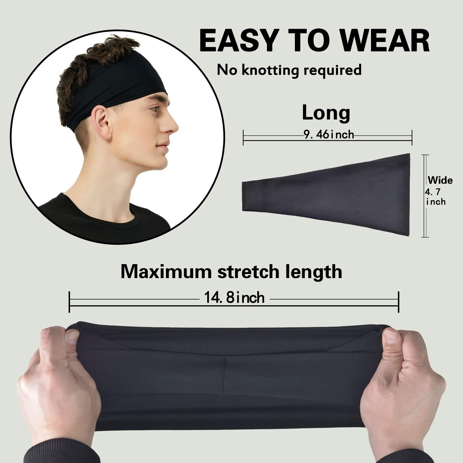 Pilamor Sports Headbands for Men (5 Pack),Moisture Wicking Workout Headband, Sweatband Headbands for Running,Cycling,Football,Yoga,Hairband for Women and Men - Image 5
