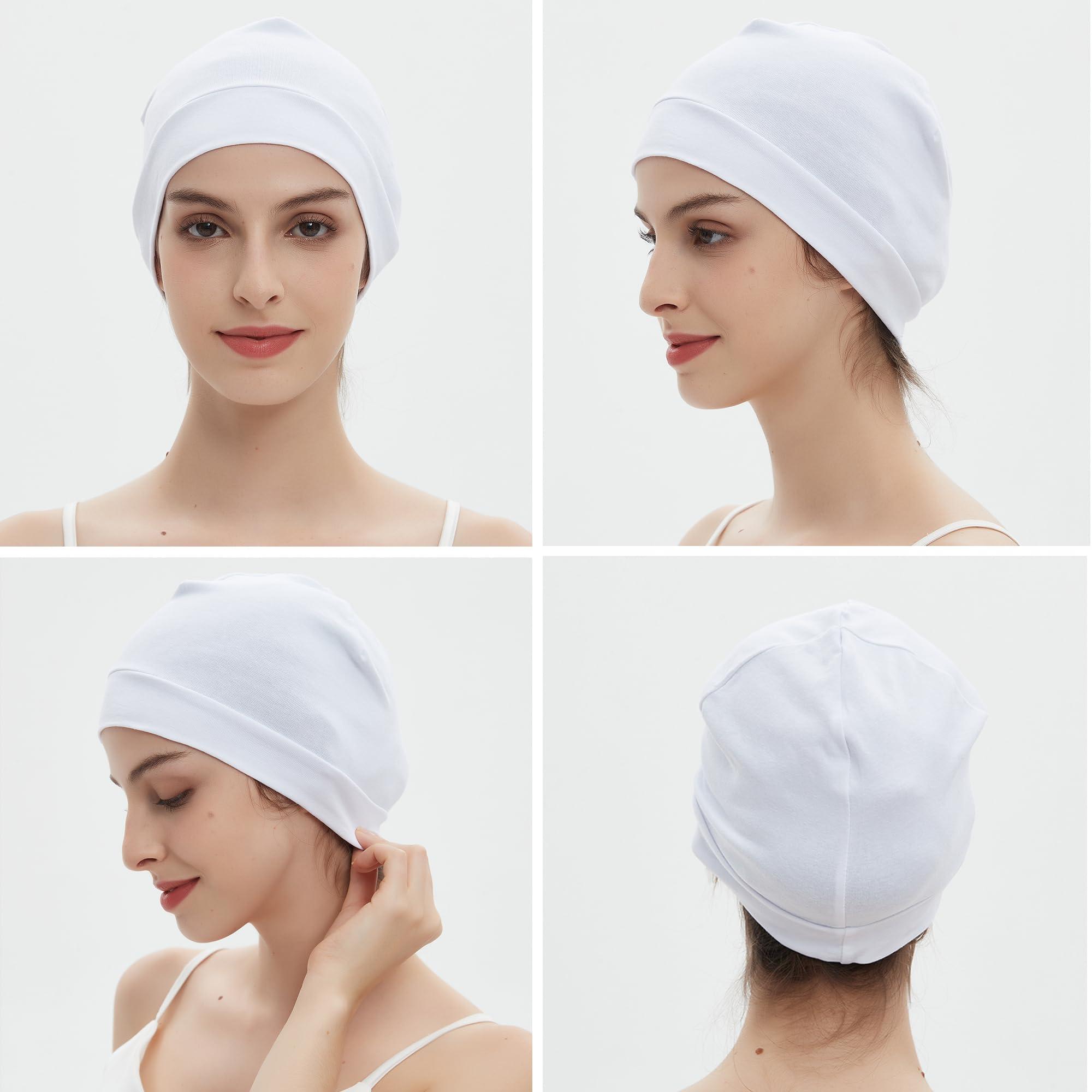 vidsel 100% Cotton Skull Caps for Men Women Breathable Night Cap Sleep Hats Soft Lightweight Running Beanie Helmet Liner - Image 4