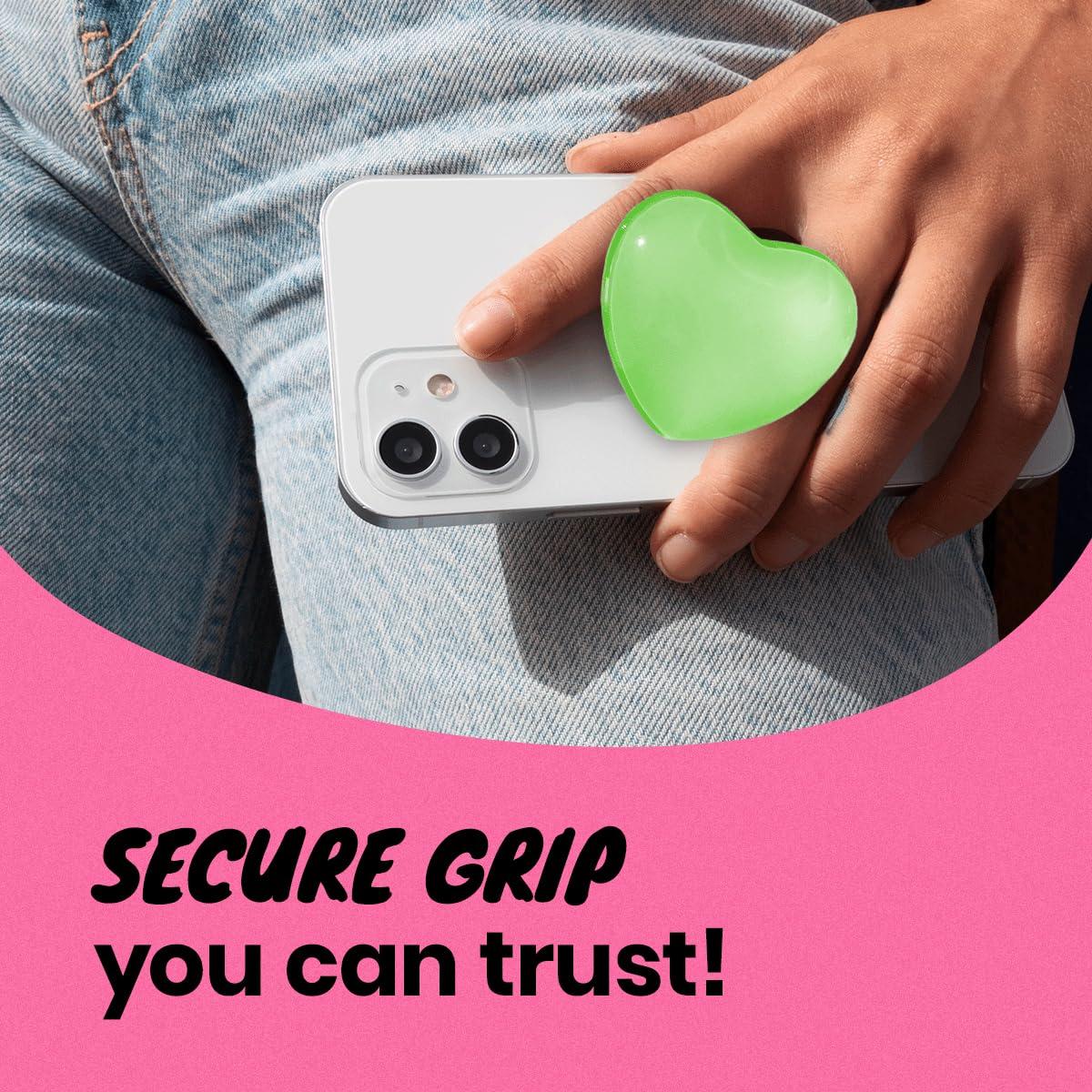 OnTheGrip Compatible with Magsafe Magnetic Cute Glass Heart Design Collapsible Mobile Phone Grip Stand Holder for Smartphone Tablet Cell Phone Accessory (Green) - Image 5