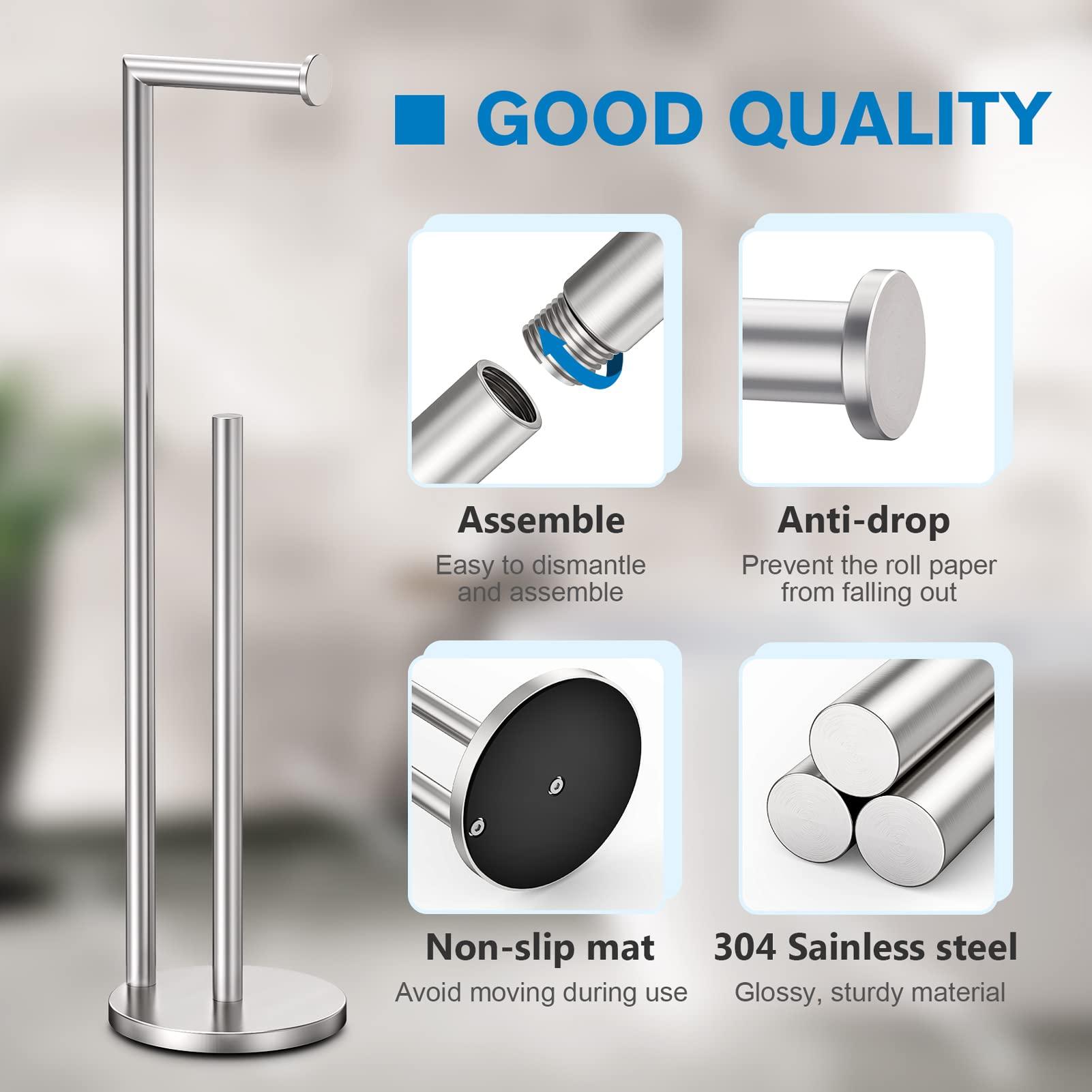 Toilet Paper Holder Stand, Toilet Paper Stand Brushed Nickel, Free Standing Toilet Paper Holder, Toilet Paper Storage by Bathth - Image 4