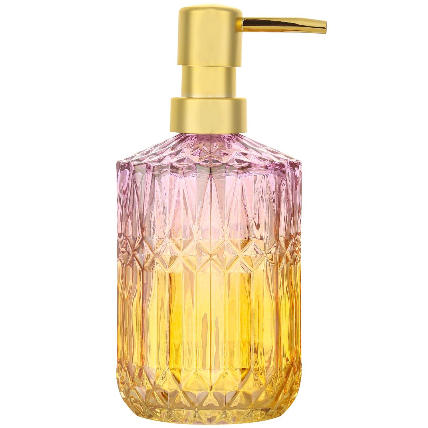 YunNasi Soap Dispenser with Pump, Refillable Liquid Hand Soap Dish Soap Dispensers for Bathroom Counter, Kitchen Sink (PurpleOrange)