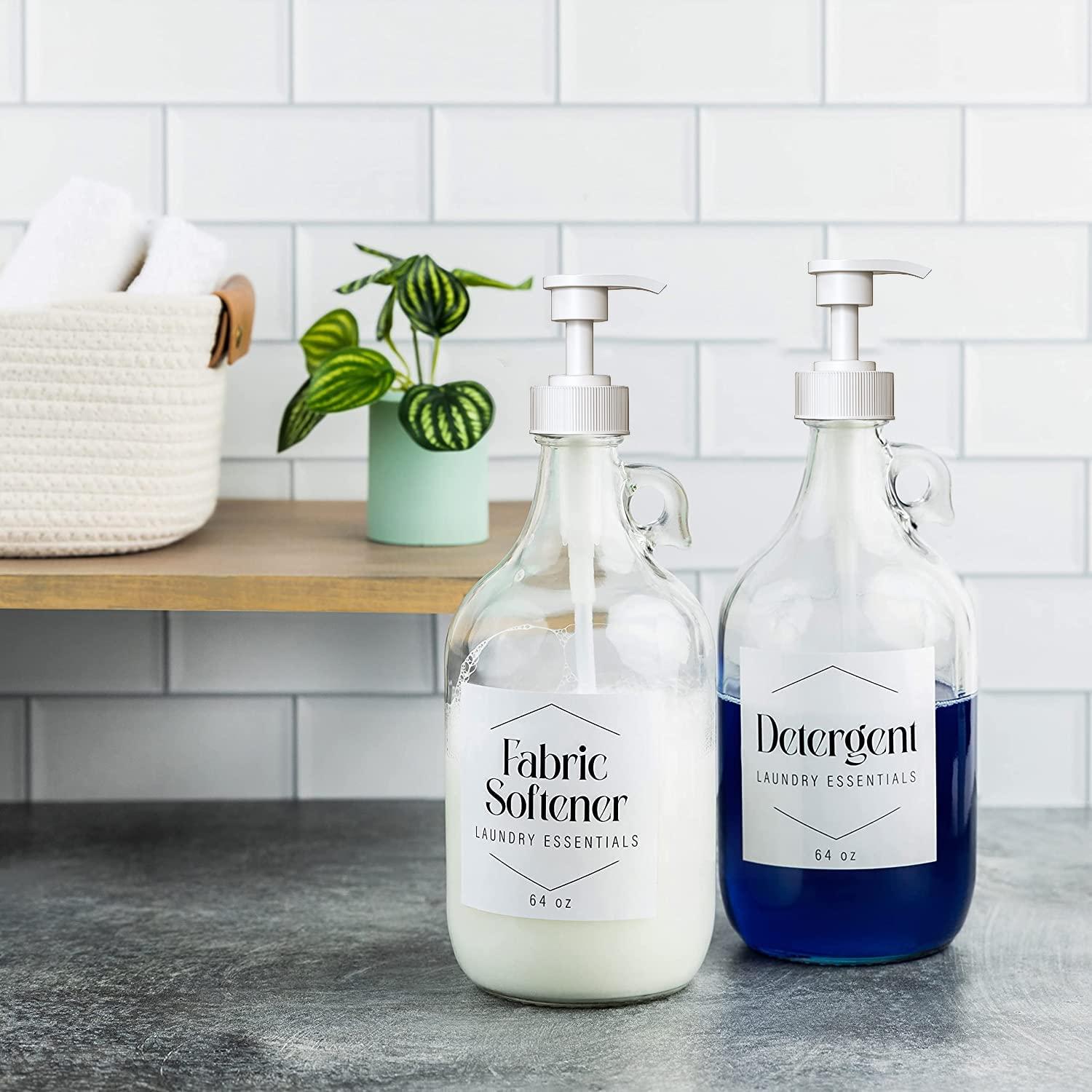 Gallon Pump Dispenser for Glass Jugs or Plastic Bottles - Compatible with Listerine Pump 1-1.5L Bottle Heavy-Duty Industrial Grade for Syrup, Soap, Condiments, Detergent - Pack of 2 White Pumps - Image 2