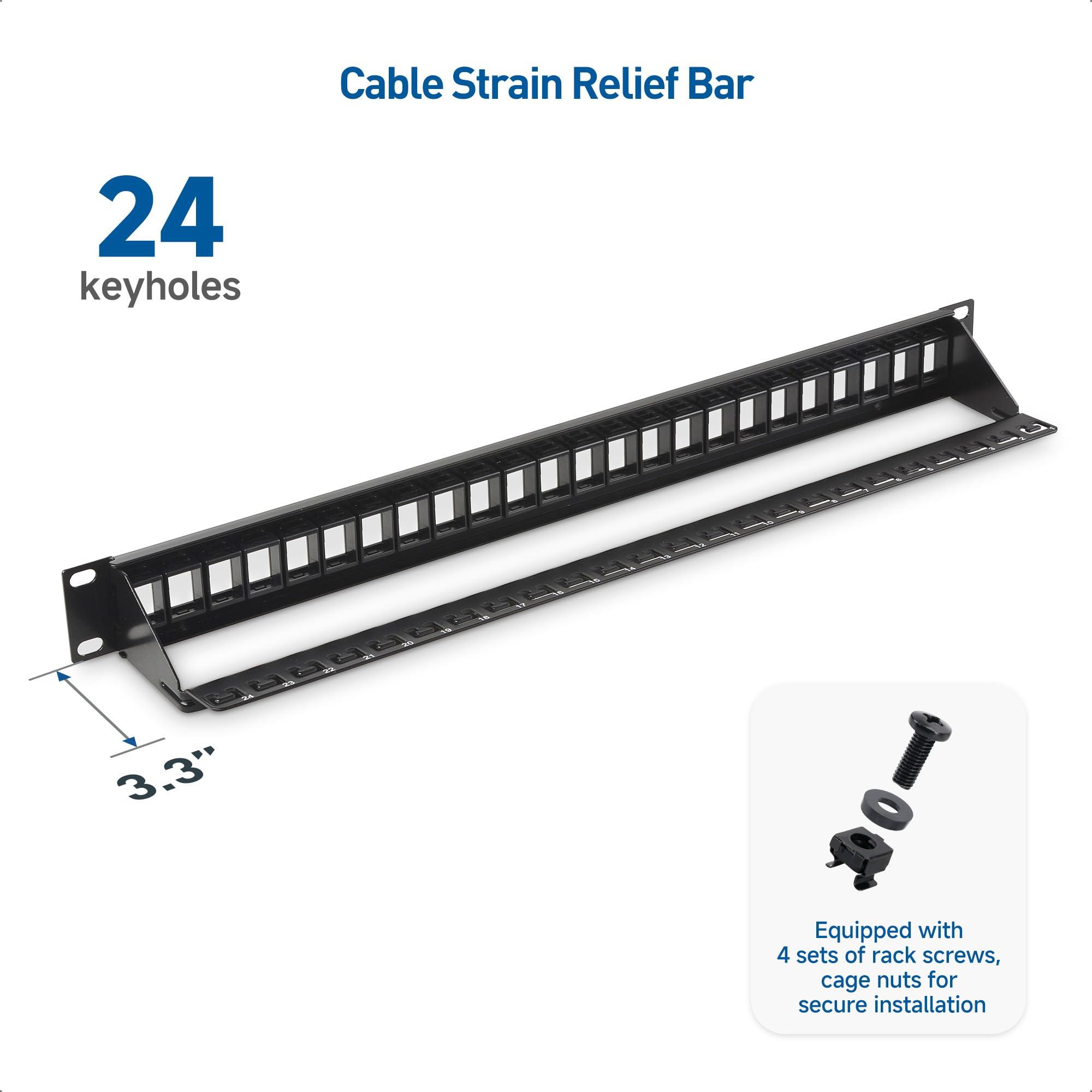 Cable Matters Rackmount or Wall Mount 1U 24 Port Keystone Patch Panel with Cable Management and Support Bar, 19-inch Blank Patch Panel for Keystone Jacks - Image 7