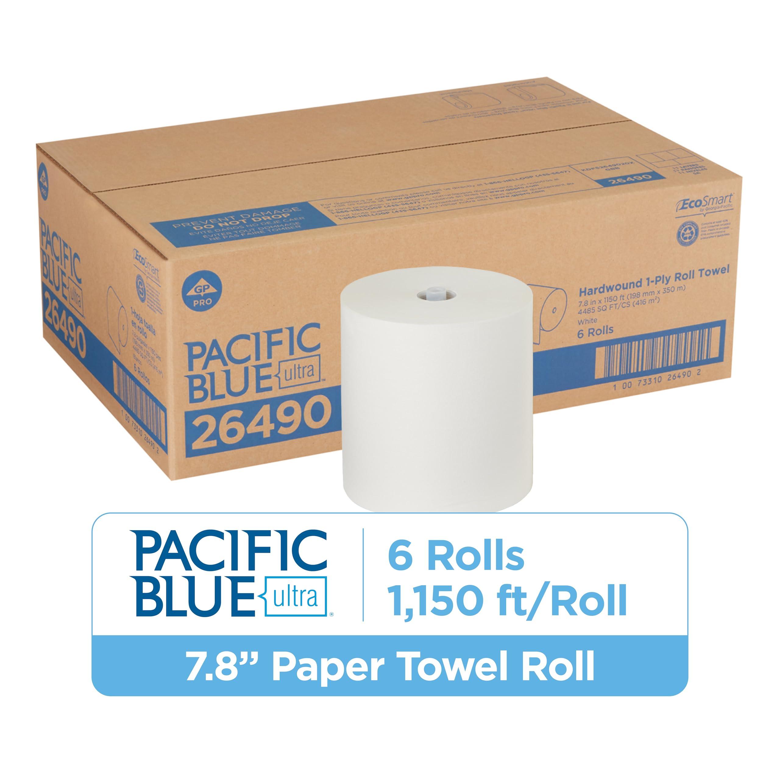 Pacific Blue Ultra 8” High-Capacity Recycled Paper Towel Roll by GP PRO (Georgia-Pacific), White, 26490, 1150 Feet Per Roll, 6 Rolls Per Case - Image 2