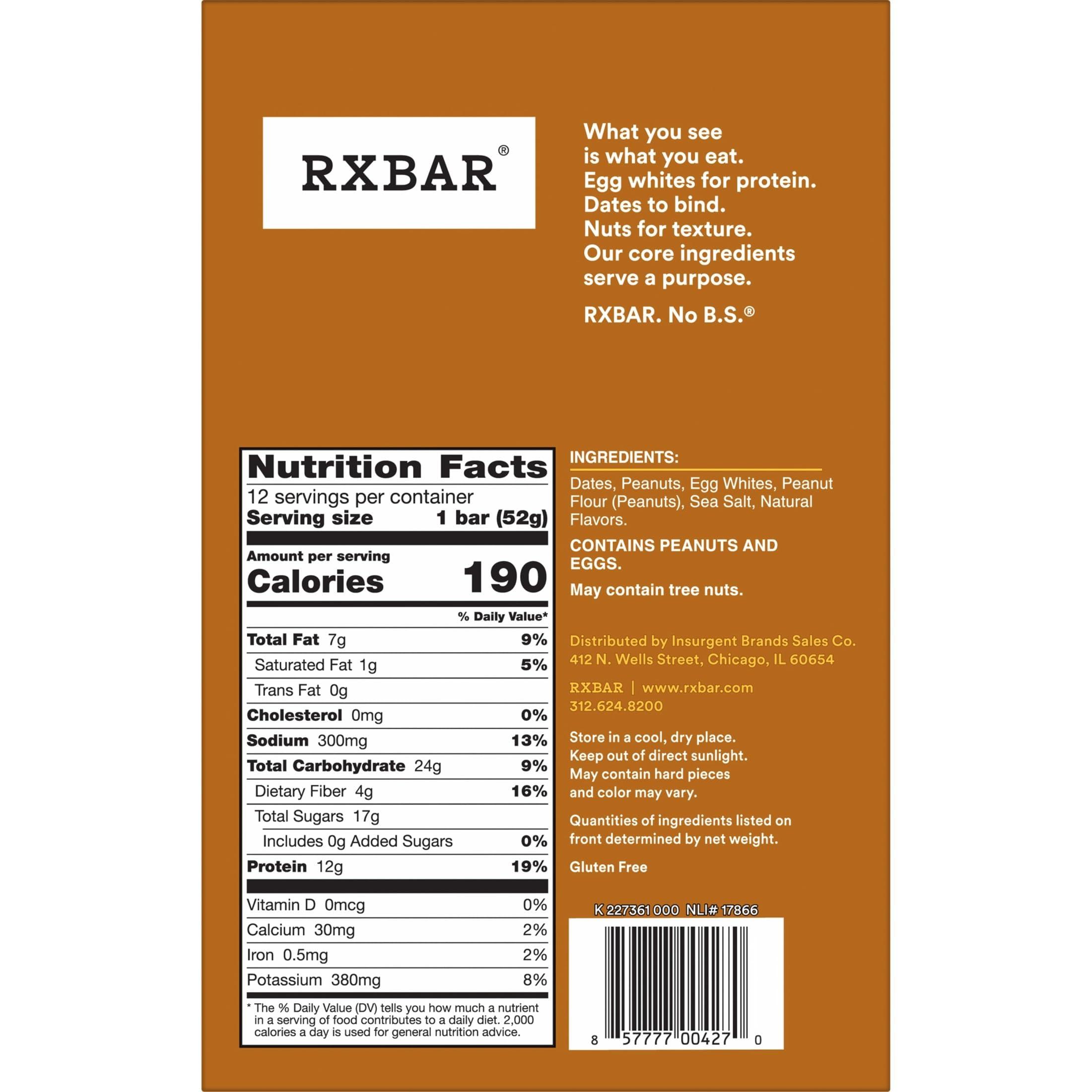 RXBAR Protein Bars, 12g Protein, Gluten Free Snacks, Snack Bars, Peanut Butter, 22oz Box (12 Bars) - Image 9