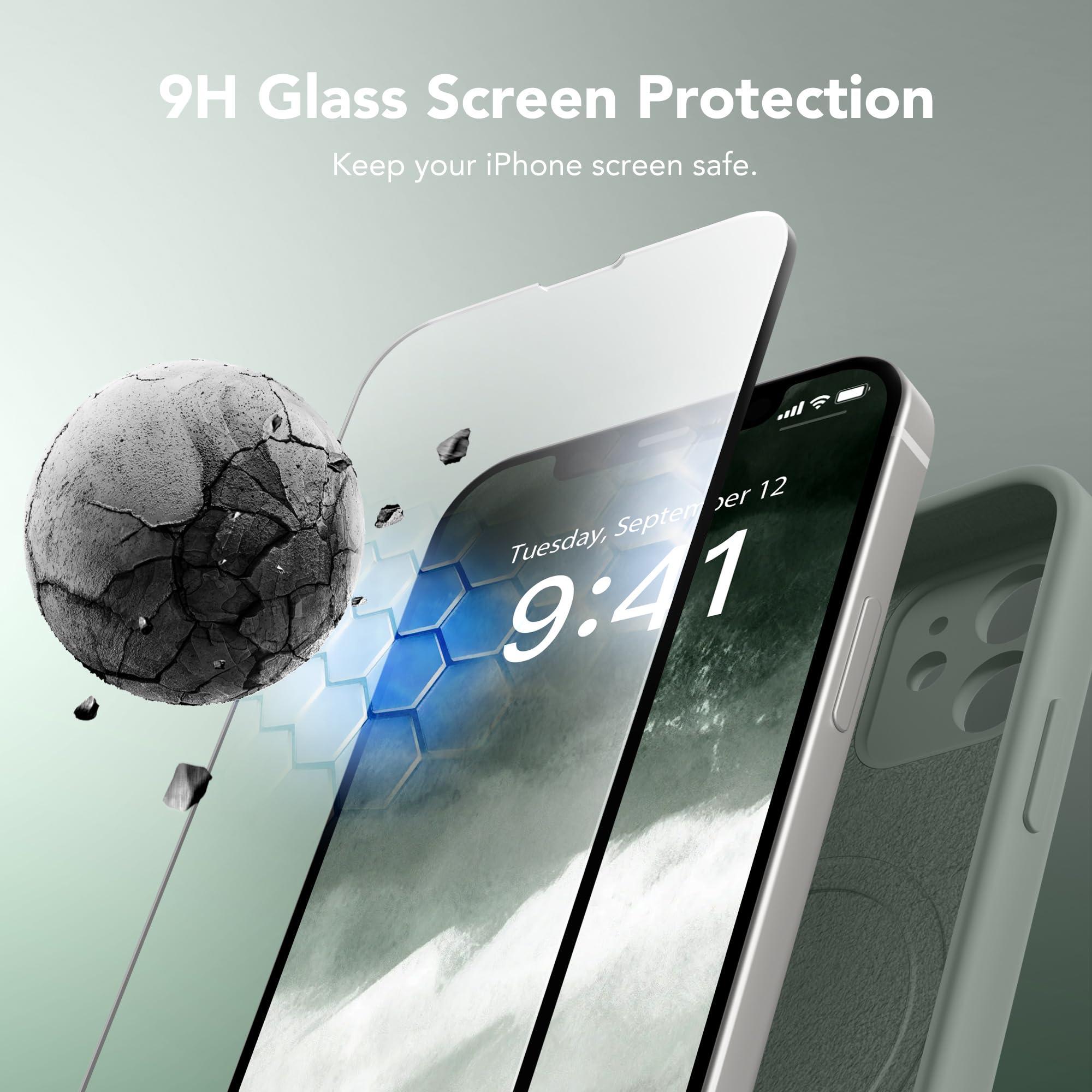 SuydanBox Magnetic for iPhone 12 Case, Compatible with MagSafe, [Full Camera Protection][Screen Protectors] Silicone Shockproof Protective Phone Case for iPhone 12 6.1", CalkeGreen - Image 4