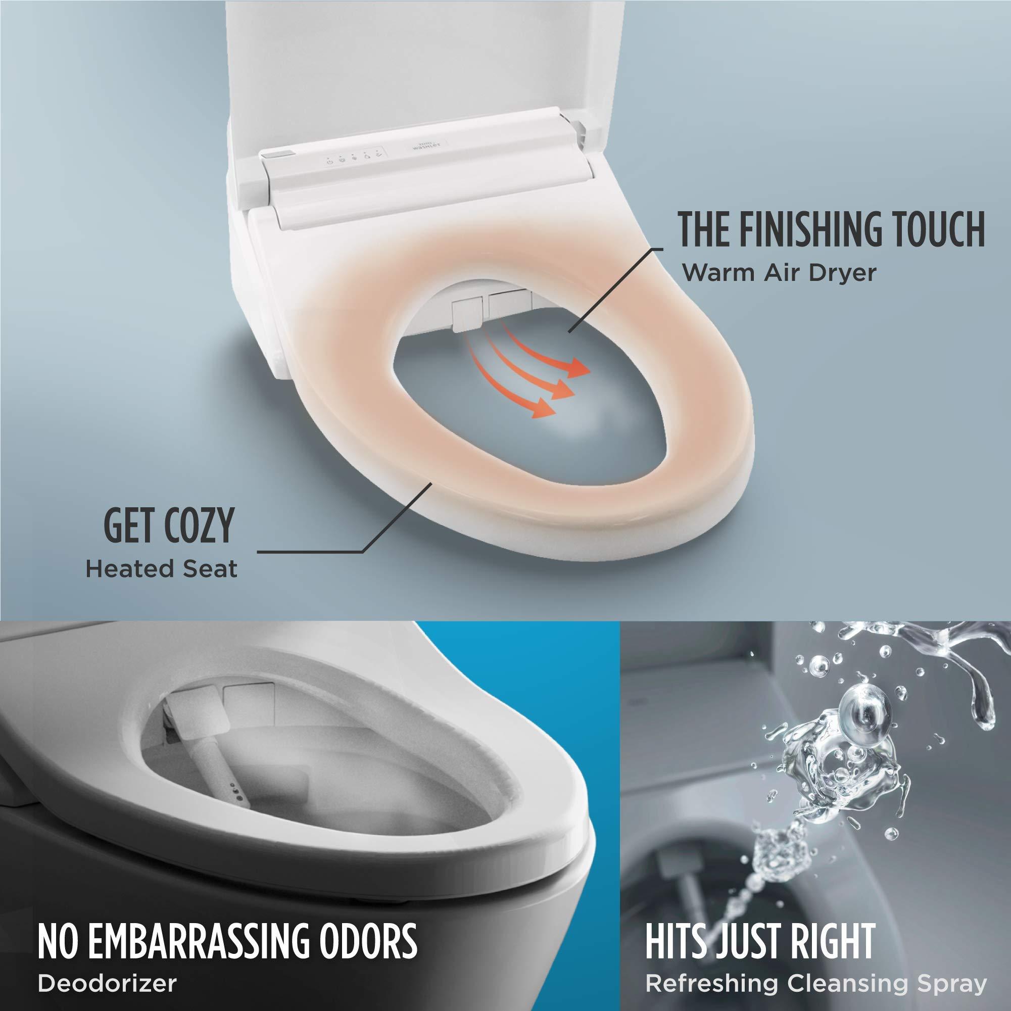 TOTO SW3084#01 WASHLET C5 Electronic Bidet Toilet Seat with PREMIST and EWATER+ Wand Cleaning, Elongated, Cotton White - Image 4