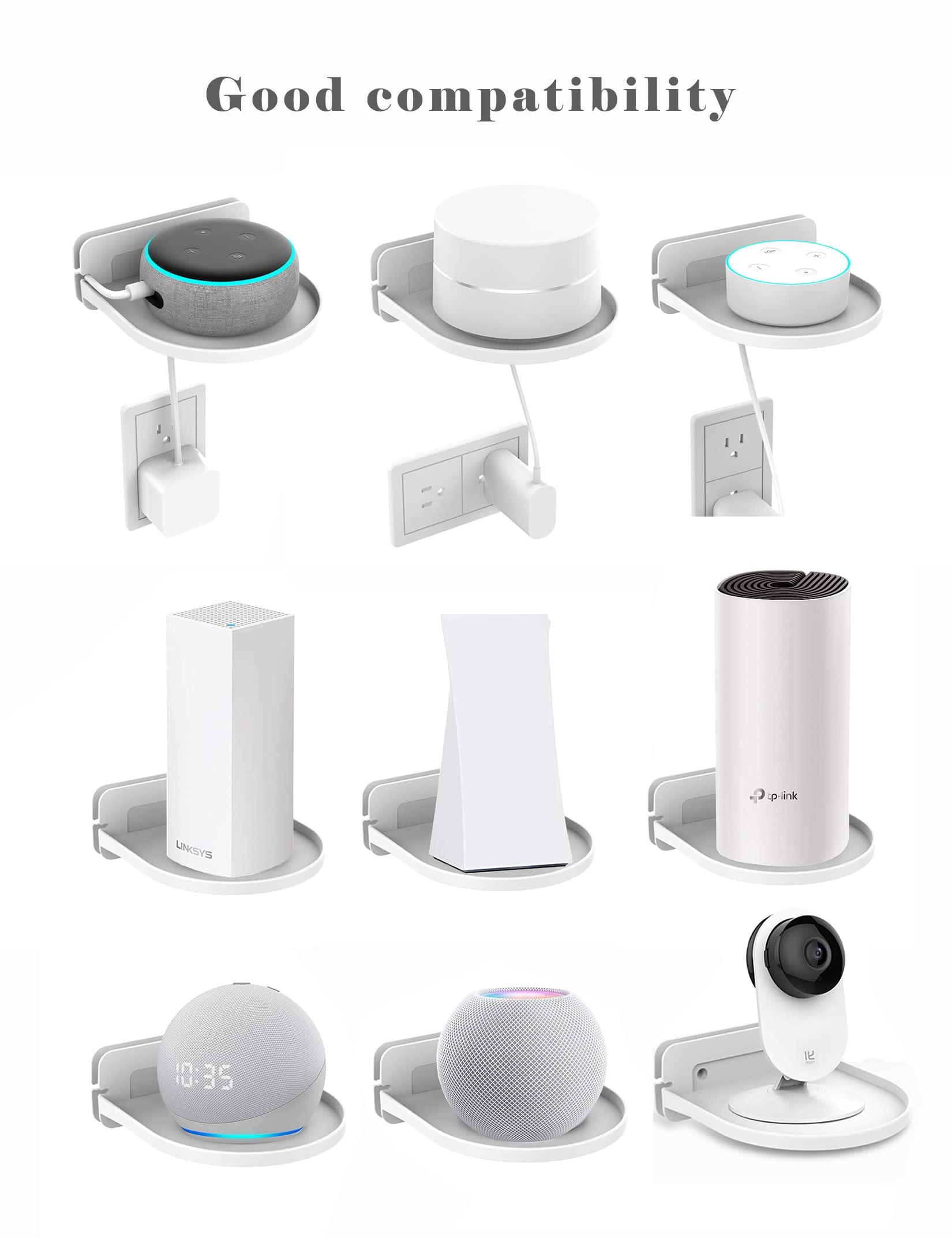 ZZHDESBY Universal Wall Mount Holder for Smart Speaker Small Shelf Stand Compatible with Google Home Mini/Home pod Mini/Google WiFi/Nest WiFi/eero 6 mesh WiFi System/Security Camera (White) - Image 4