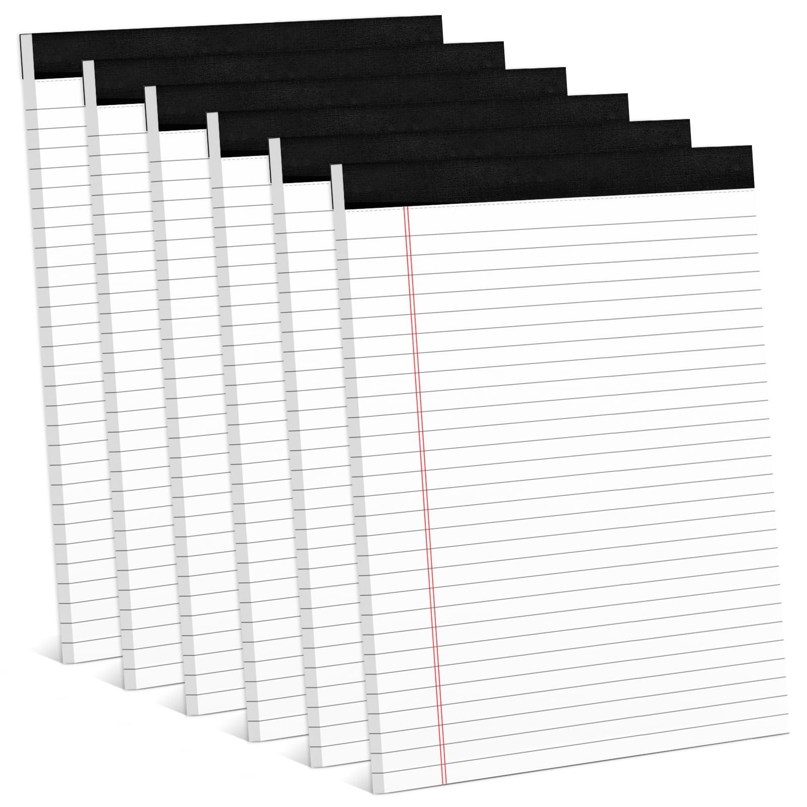 6 Pack 8.5 x 11 Legal Pads for Office Supplies Paper Pads 8.5 x 11 White Note Pads for Work Lined Writing Pads Notebook White Legal Pads Wide Ruled Notepads 30 Sheets Per Writing Pad Legal Note Pad