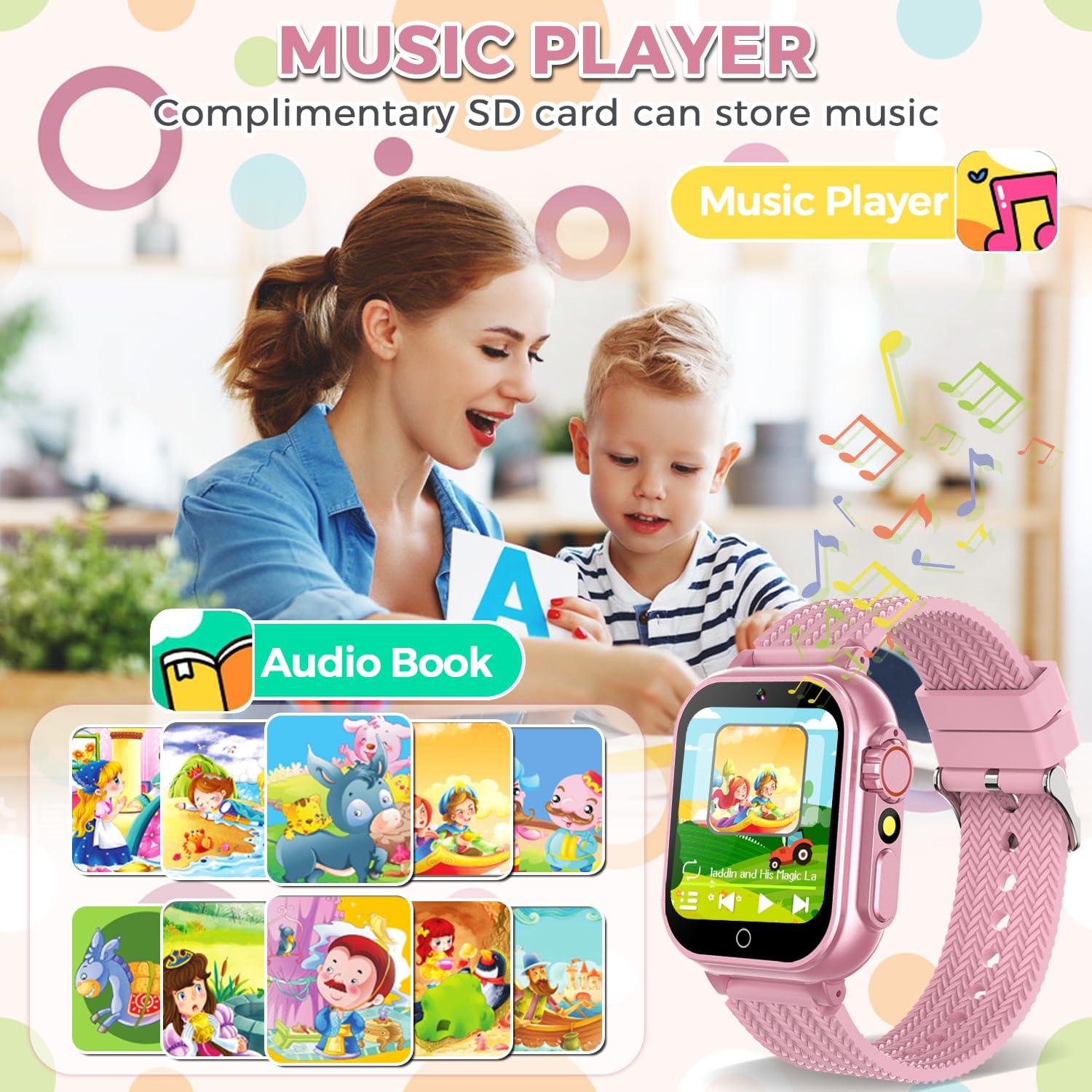 BEIARA Kids Smart Watch for Girls with 32 Games Audiobook Learn Card HD Touchscreen Camera Music Player Pedometer Educational Toys Birthday Gift for Kids Girls Ages 4-12 Kids Smartwatch - Image 5