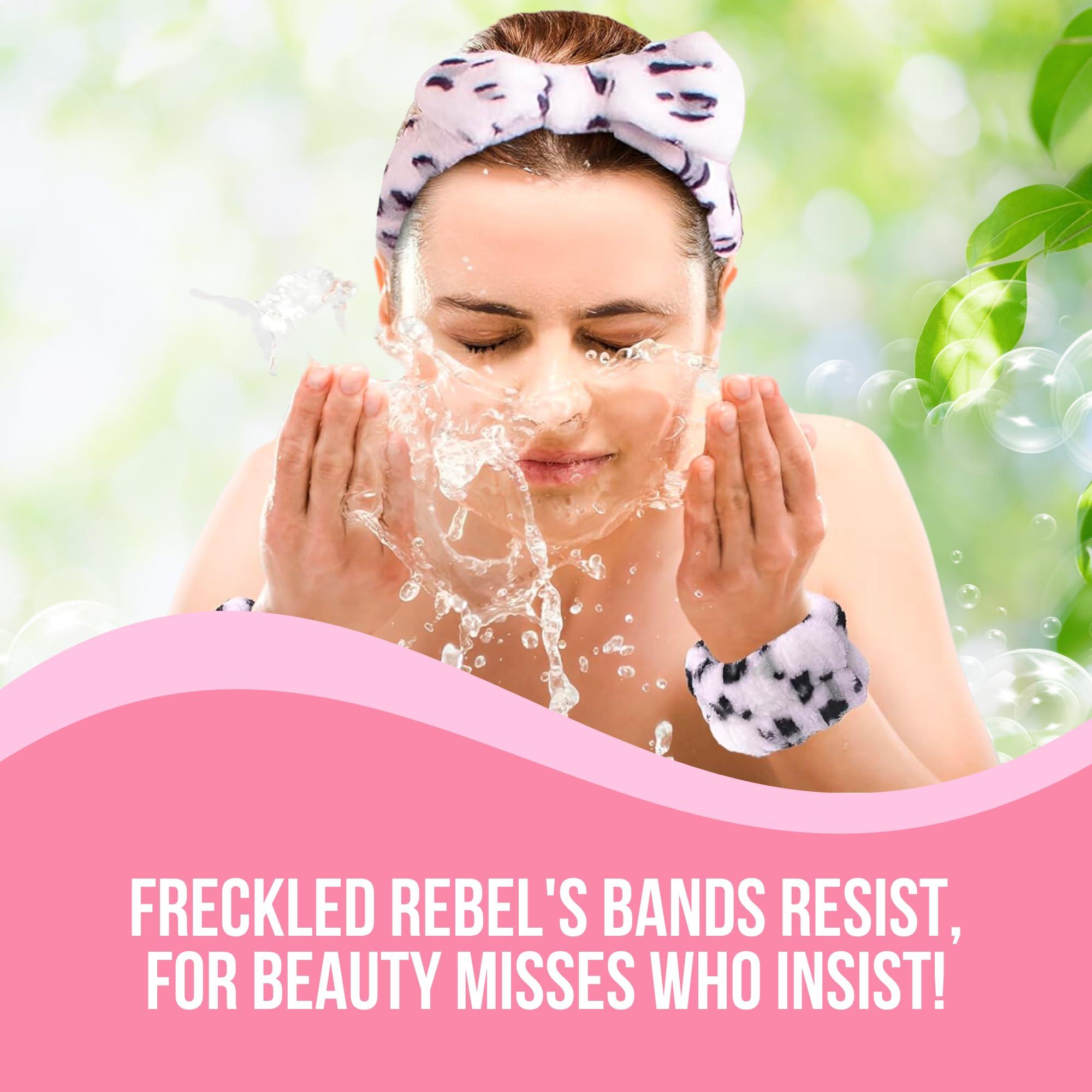 The Freckled Rebel Skincare Bundle Gray Spa Headband and Wristband Set for Face washing face headband and wrist. Enhanced Comfort and Absorbency for Beauty Routines Skincare sets. - Image 5