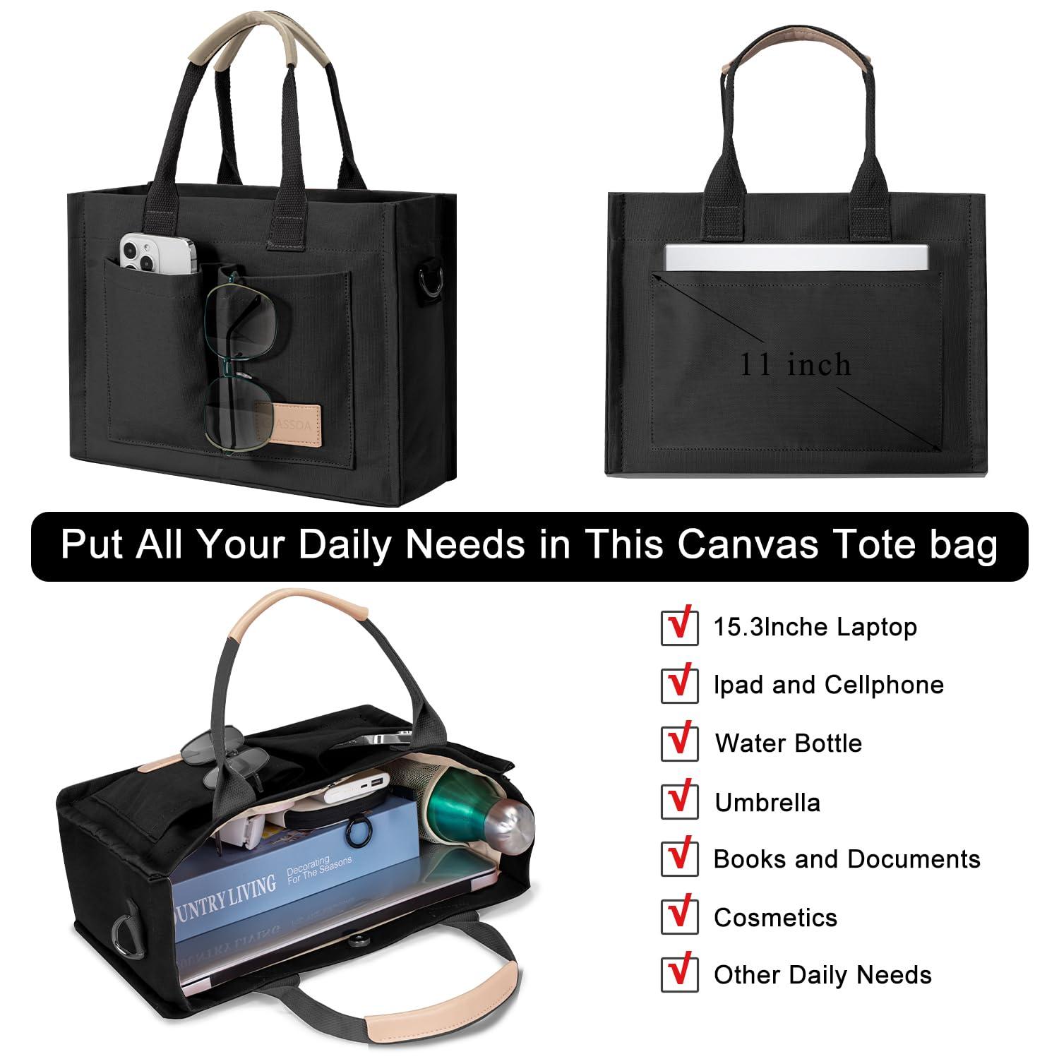 Tote Bags for Women Canvas Tote Purse Crossbody Bags with Pockets Top Handle Shoulder Handbags Satchel Bags for Women - Image 4