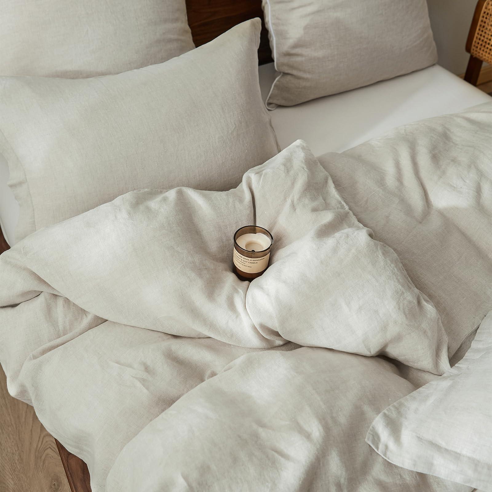 King Linens 100% French Linen Pillow Shams Basic Style - Pack of 2 - Washed Solid Color Natural Flax Soft Breathable - Linen, 20'' x 26'' - Image 6