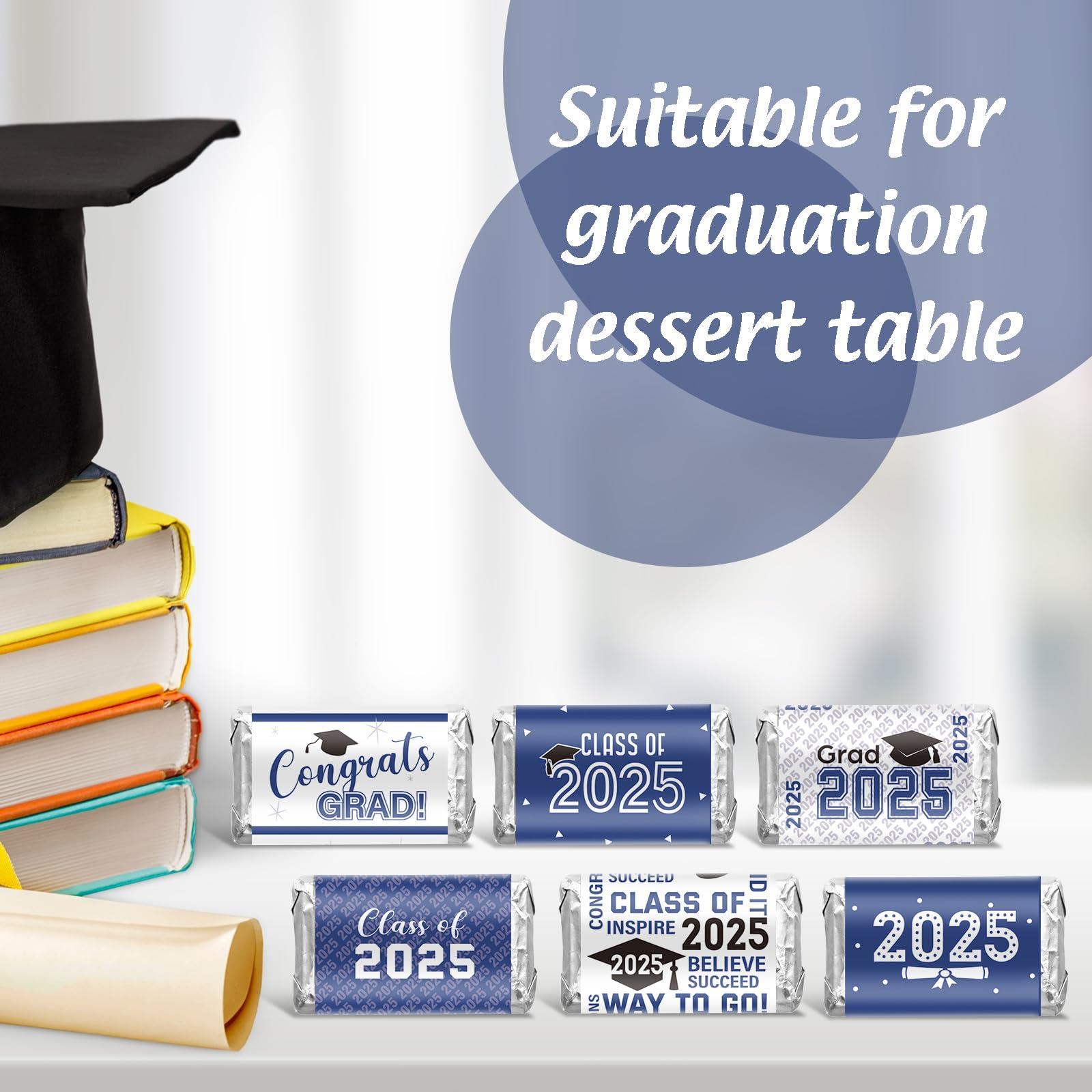 Outus 2025 Graduation Decoration Label Sticker Congrats Mini Candy Bar Wrapper Class of Party Supplies College High School Nursing Grad Celebration, Candy Not Included (Blue,90 Pcs) - Image 5