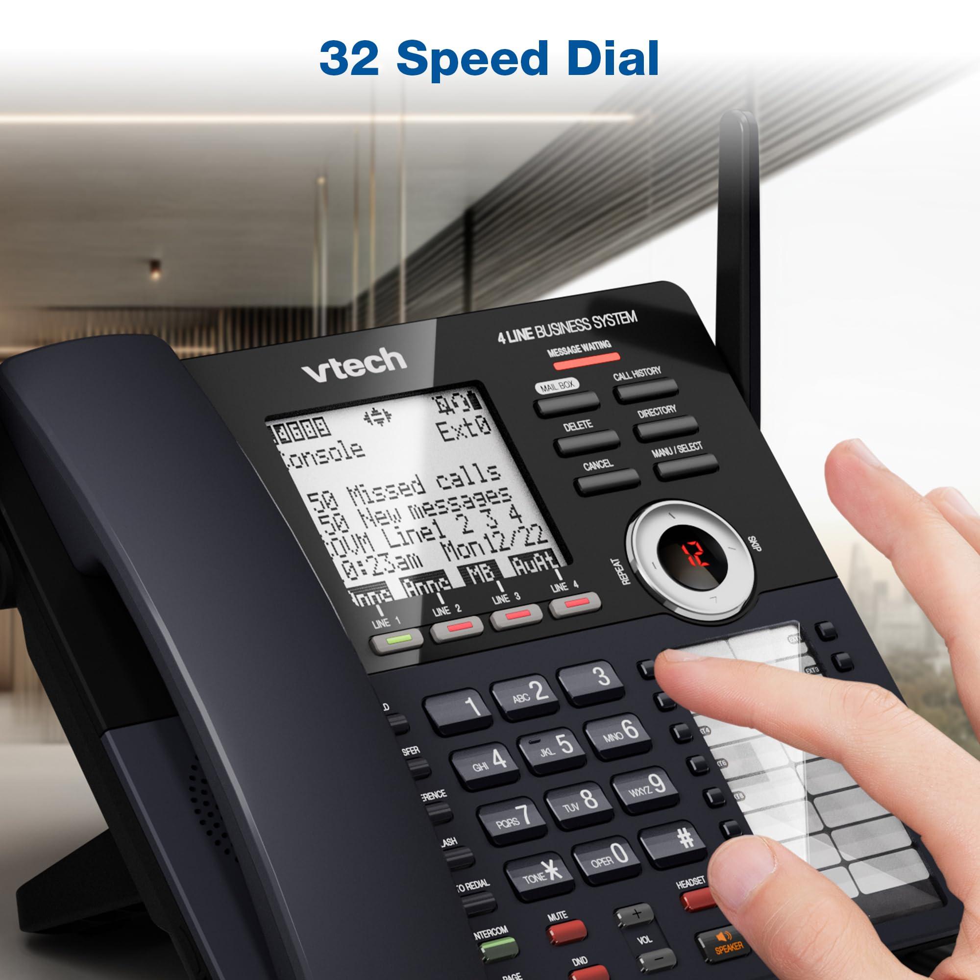 VTech AM18447 Main Console 4-Line Expandable Small Business Office Phone System with Answering Machine, Intercom, Auto Attendant & Music on Hold, Black - Image 9
