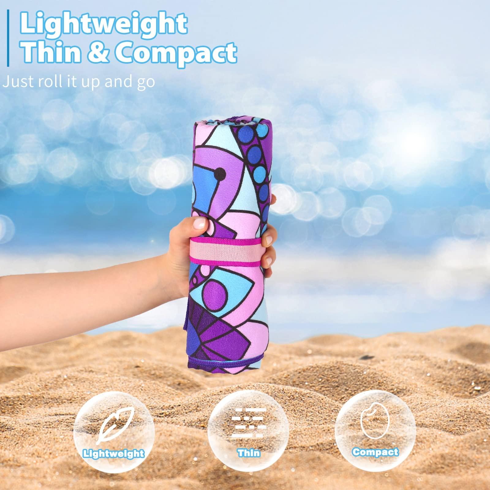 2 Pack Microfiber Oversized Lightweight Beach Towel 71"x32" XL Extra Large Thin Sand Free Towels Travel Swim Pool Yoga Gym Camping for Adults Women Men Beach Essentials Accessories Vacation Gift - Image 3