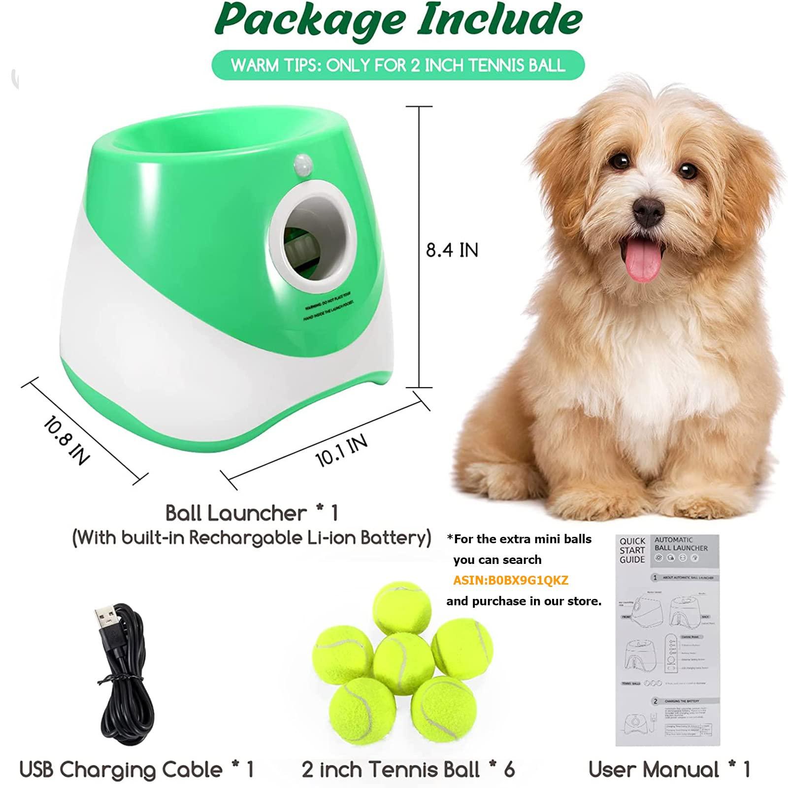 SOCO Dog Ball Launcher Automatic,10-30 FT Distance, USB Rechargeable Ball Thrower, LED Indicator Dog Toy, Included 6 Mini Tennis Balls (2") for Small Dogs - Image 7
