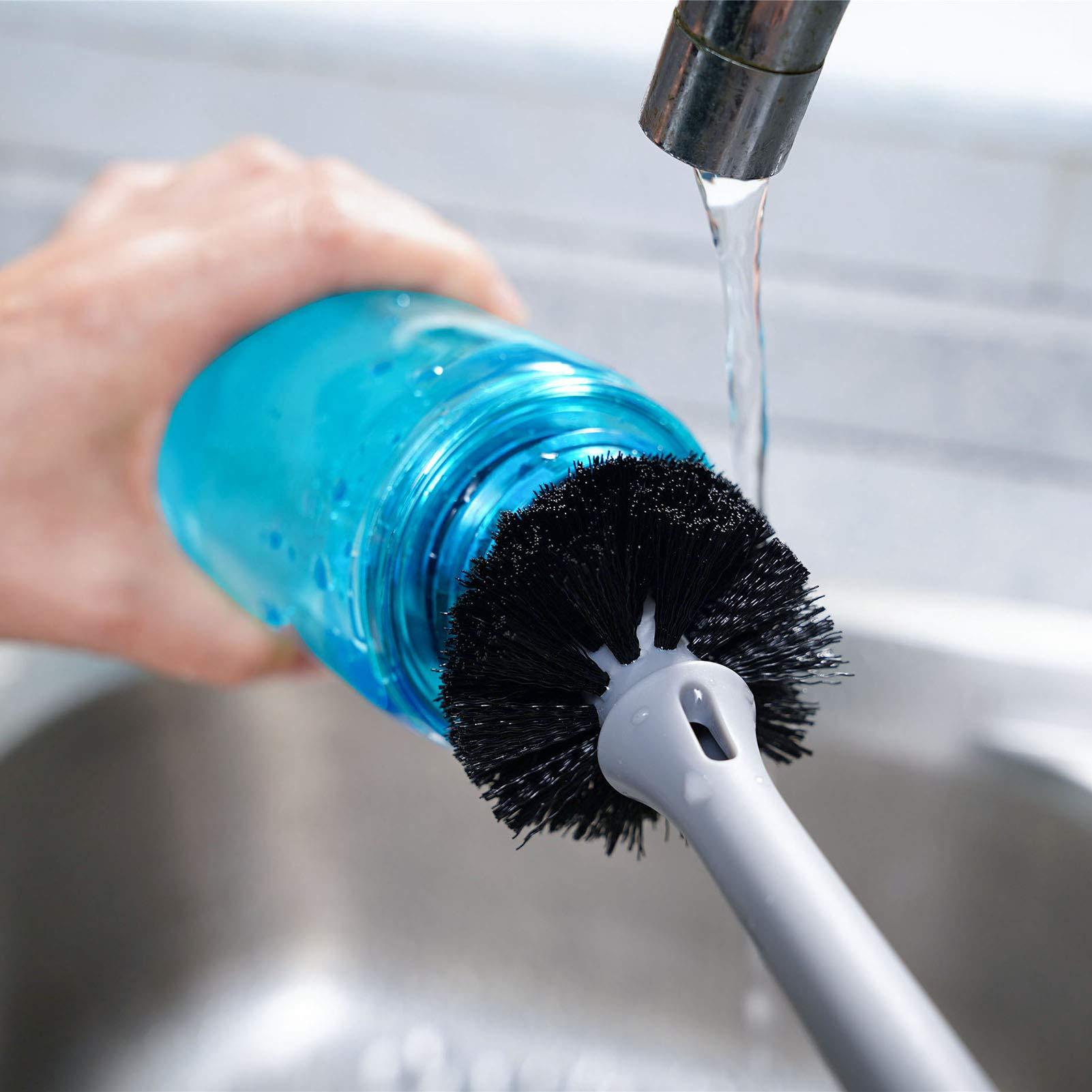 MOSOLAN 2-in-1 Bottle Brush with Straw Brush, Long Handle Water Bottle Scrubbing Brush, Built for Cleaning Sport Bottles, Baby Bottles, Water Bottles, Coffee Mugs, Wine Decanters, Flask, 1 Pack - Image 8