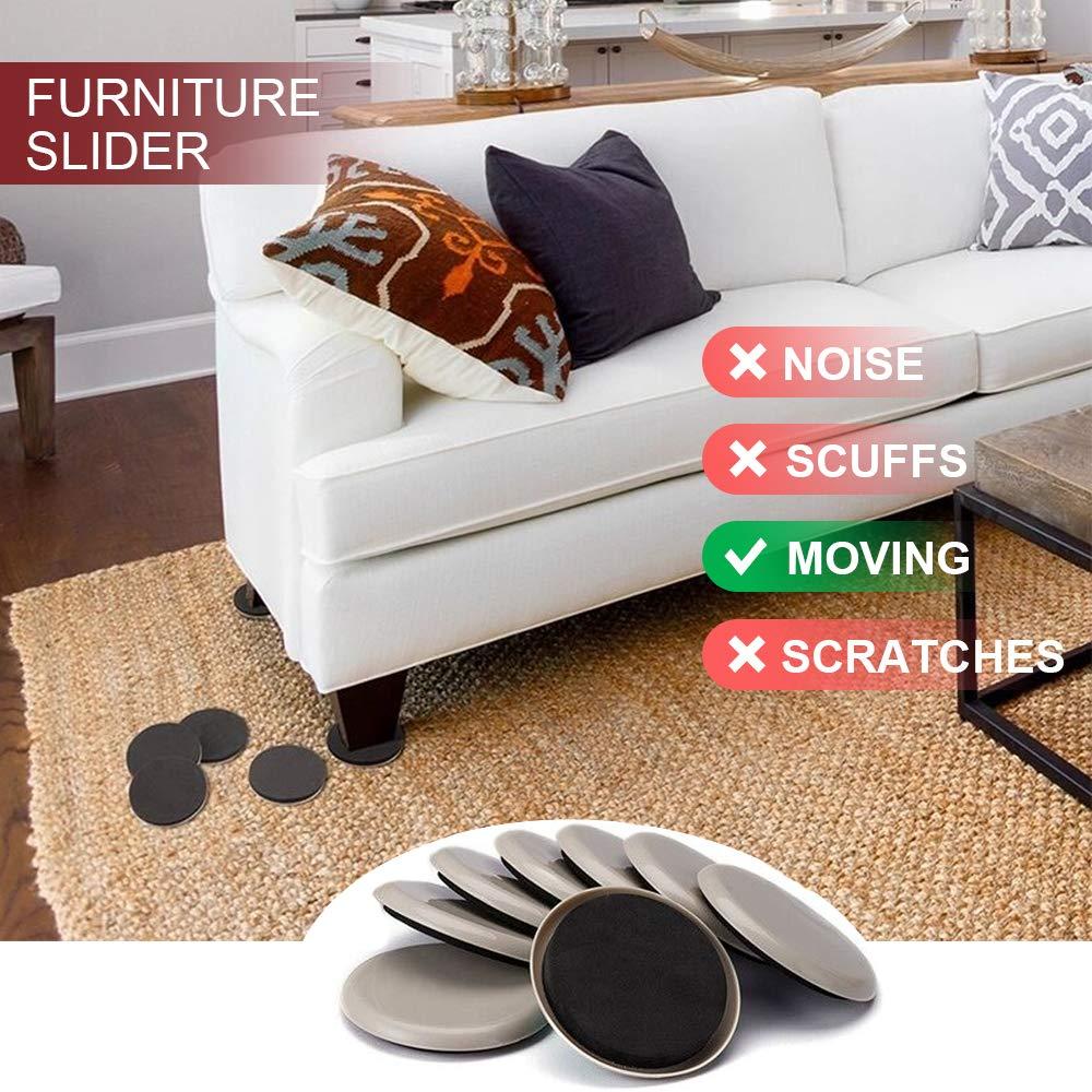 Yelanon Furniture Sliders, 20pcs-3 1/2” Furniture Sliders for Carpet, Furniture Pads Hardwoods Floors, Heavy Duty Furniture Movers Sliders, Reusable Moving Pads, Floor Protectors for Carpet - Image 6