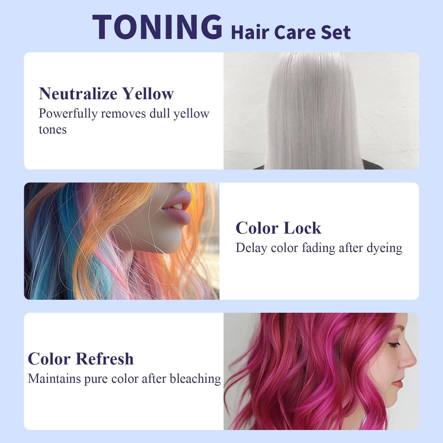 Sulfate Free - Purple Shampoo and Conditioner Set for Women 5.29 Oz for Blonde, Brassy Hair - Hydrating Repair and After Bleach Treatment for Damaged and Dry Hair Adds, Shine, Elasticity - Image 6