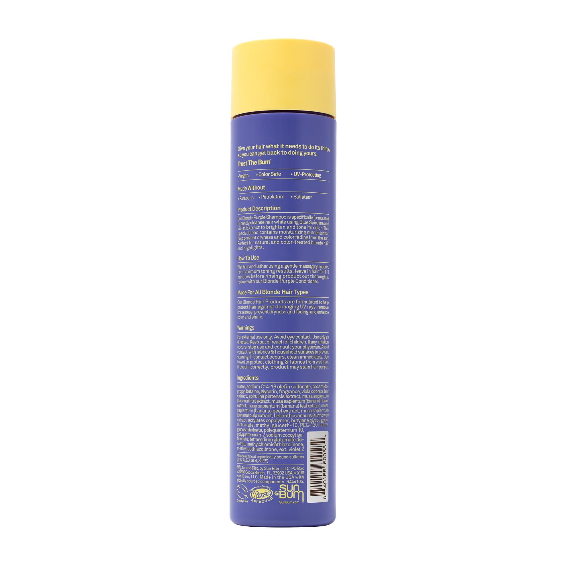 Sun Bum Blonde Purple Shampoo - Cleanses and Prevents Dryness with Deep Moisturizing and Brightening Formula - Color Enhancing and Toning Treatment for Blonde Hair - Color Safe - 10 oz - Image 2