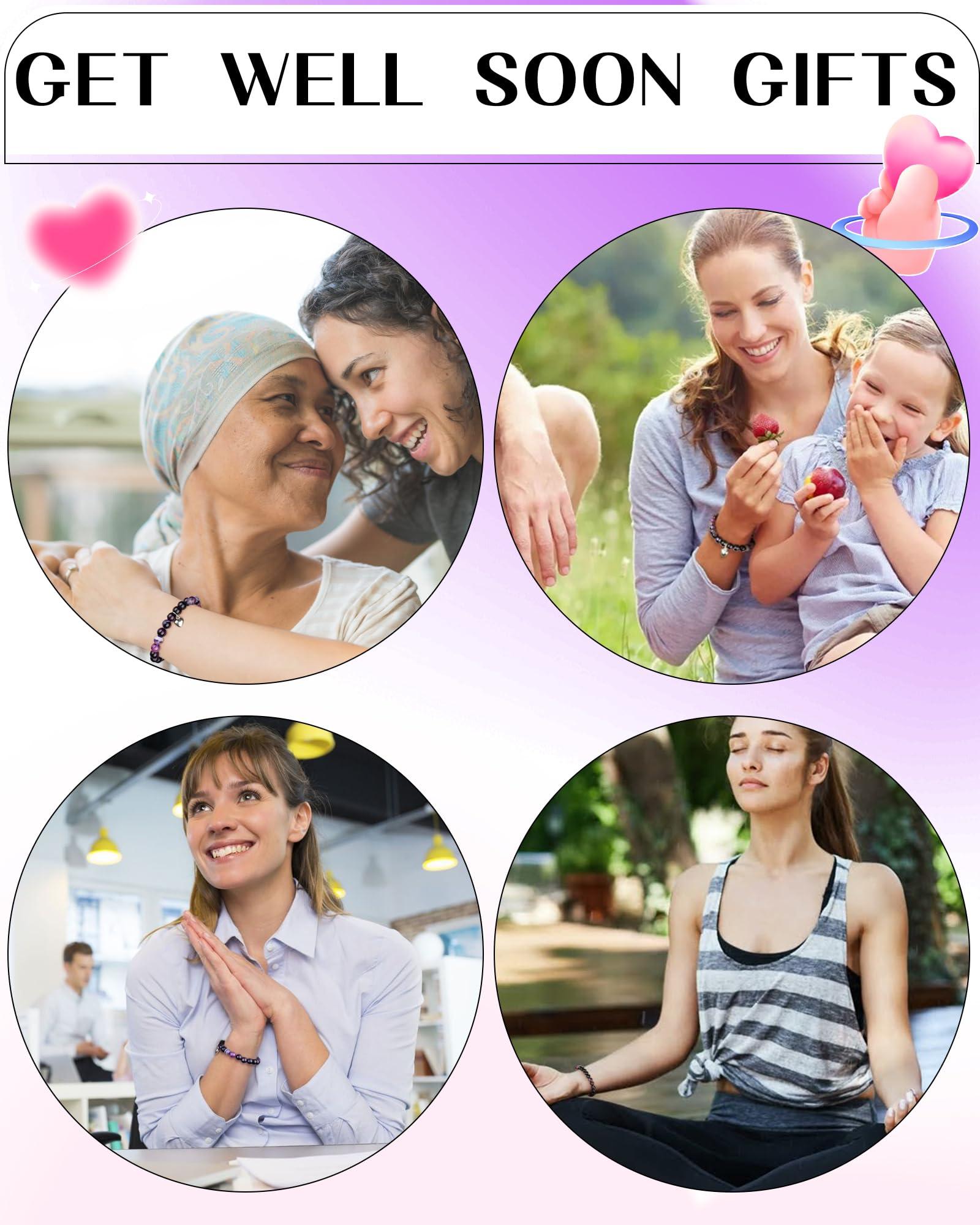 SUPHELPU Amethyst Bracelet for Women Trendy, Breast Cancer Self Care for Woman, Get Well Gift for Women after Surgery, Relaxation Stress Relief Anxiety Feel Better Sympathy Inspirational Purple Gifts - Image 4