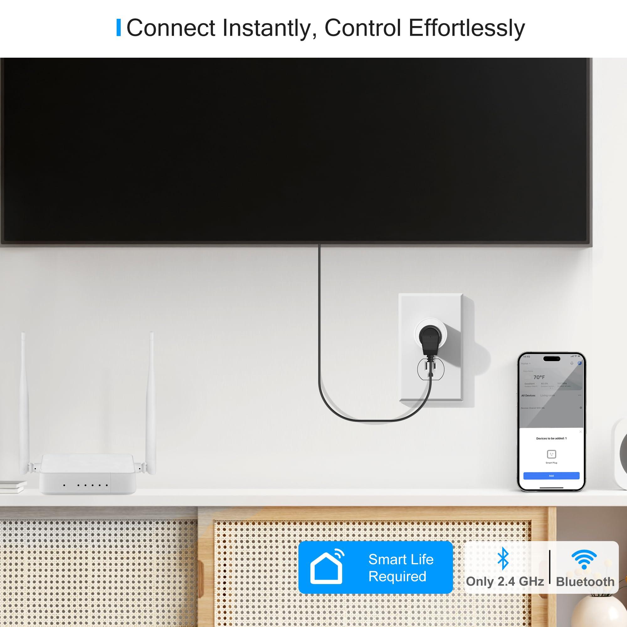 EIGHTREE Smart Plug, Smart Plugs That Work with Alexa and Google Home, Compatible with SmartThings, Smart Outlet with WiFi Remote Control and Timer Function, 2.4GHz Wi-Fi Only, 4 Packs - Image 2