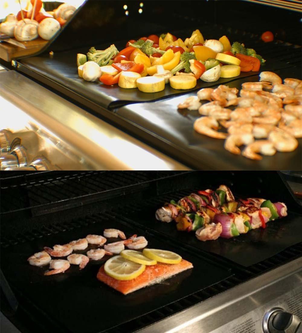 RENOOK Grill Mat Set of 6-100% Non-Stick Reusable Mats for Gas, Charcoal or Electric Grills - Easy to Clean - 15.75 x 13-Inch, Black - Image 7