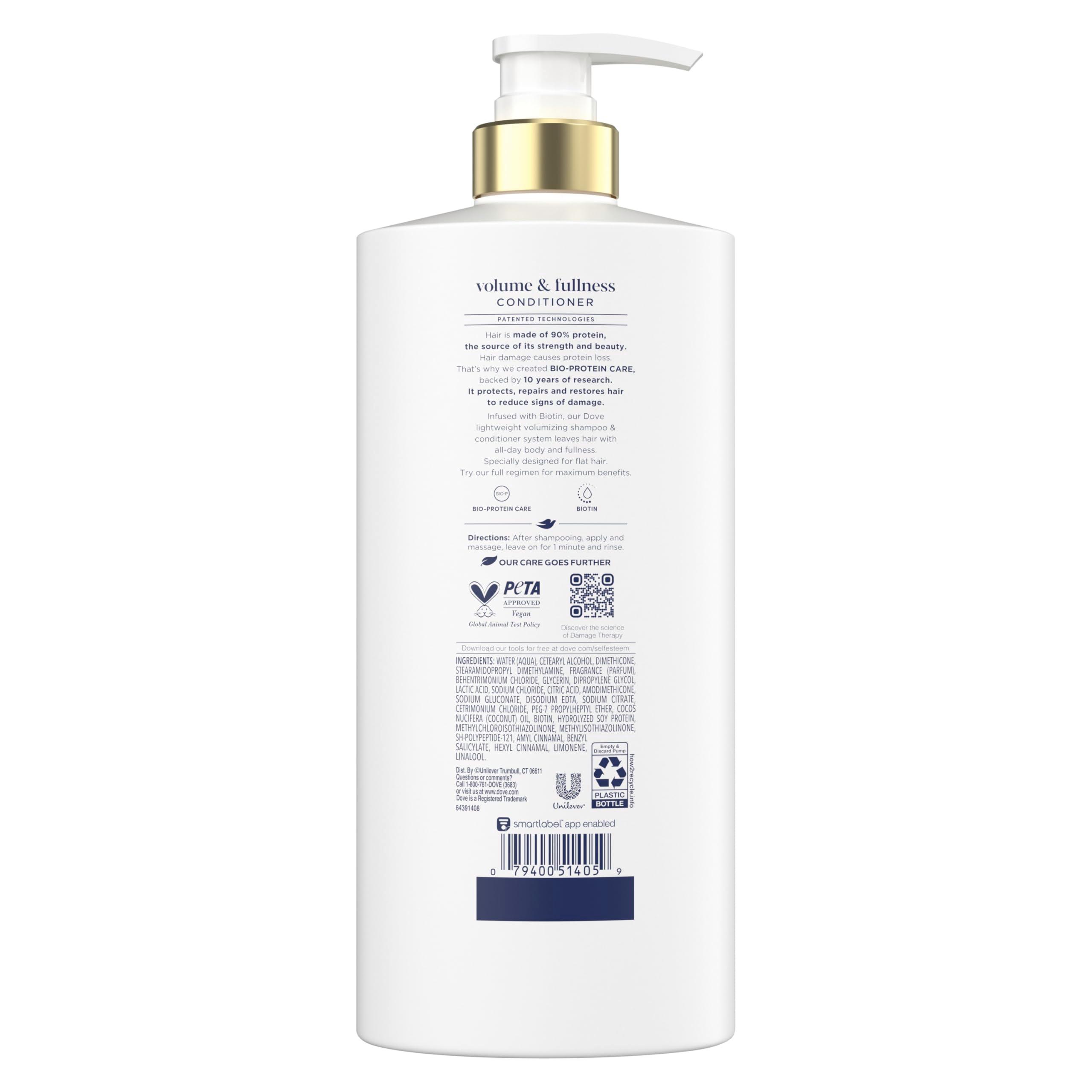 Dove Conditioner Volume & Fullness for Fine, Thin Hair with Liquid Bio-Protein Care Technology and Biotin 28 Fl oz - Image 2