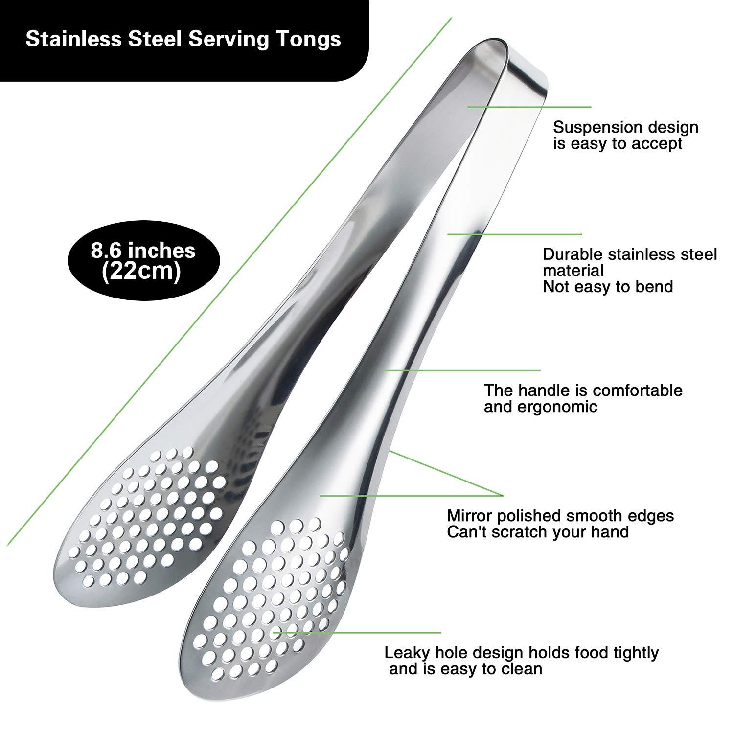 MSY BIGSUNNY 9 inch Buffet Tongs, Set of 2 Stainless Steel Food Serving Tongs - Image 4