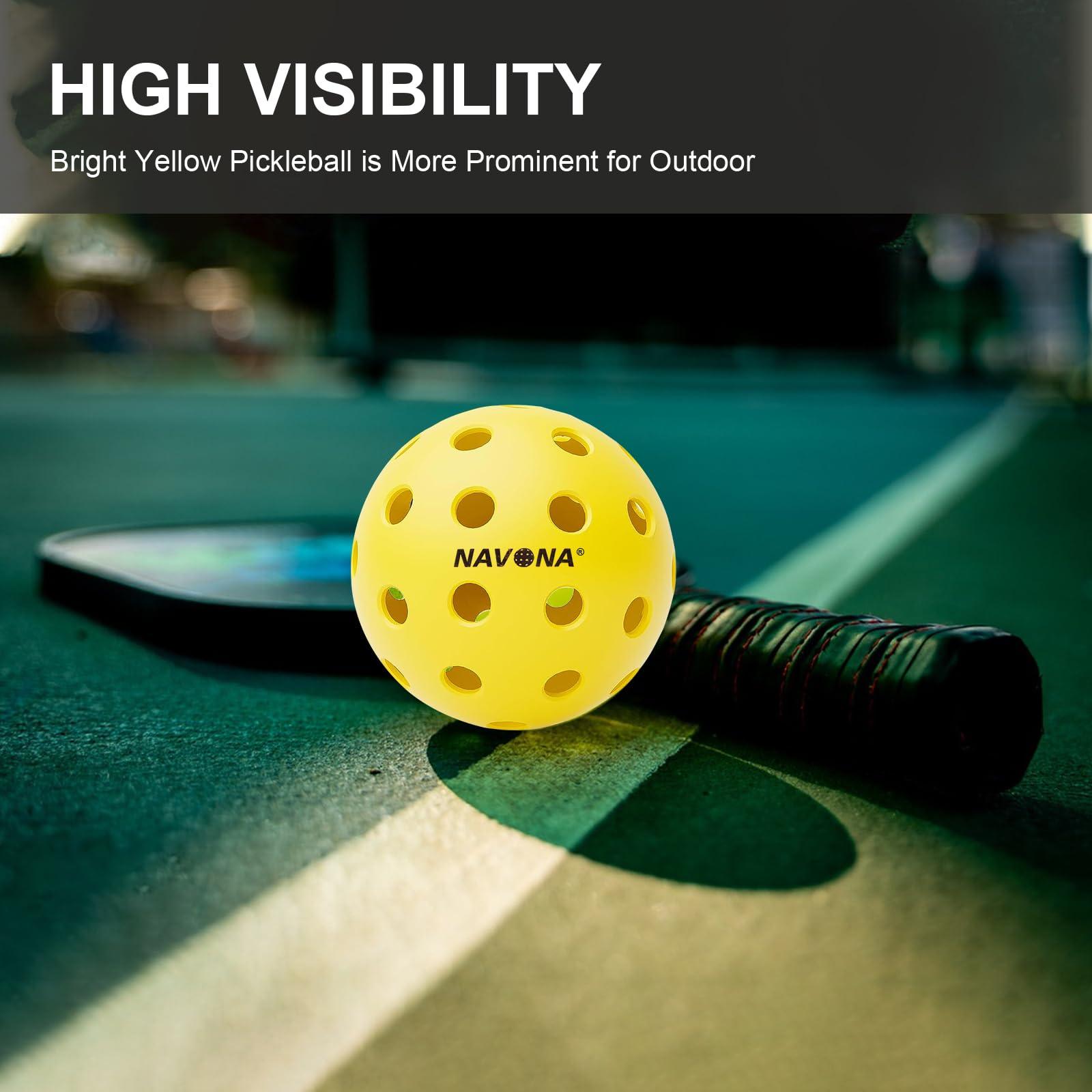 Navona 48 Pack Premium 40-Holes Yellow Outdoor Pickleball Balls, Meet USAPA Official Requirement, Perfectly Balanced, High Bounce True Flight, Durable Outdoor Pickleball Set - Image 4