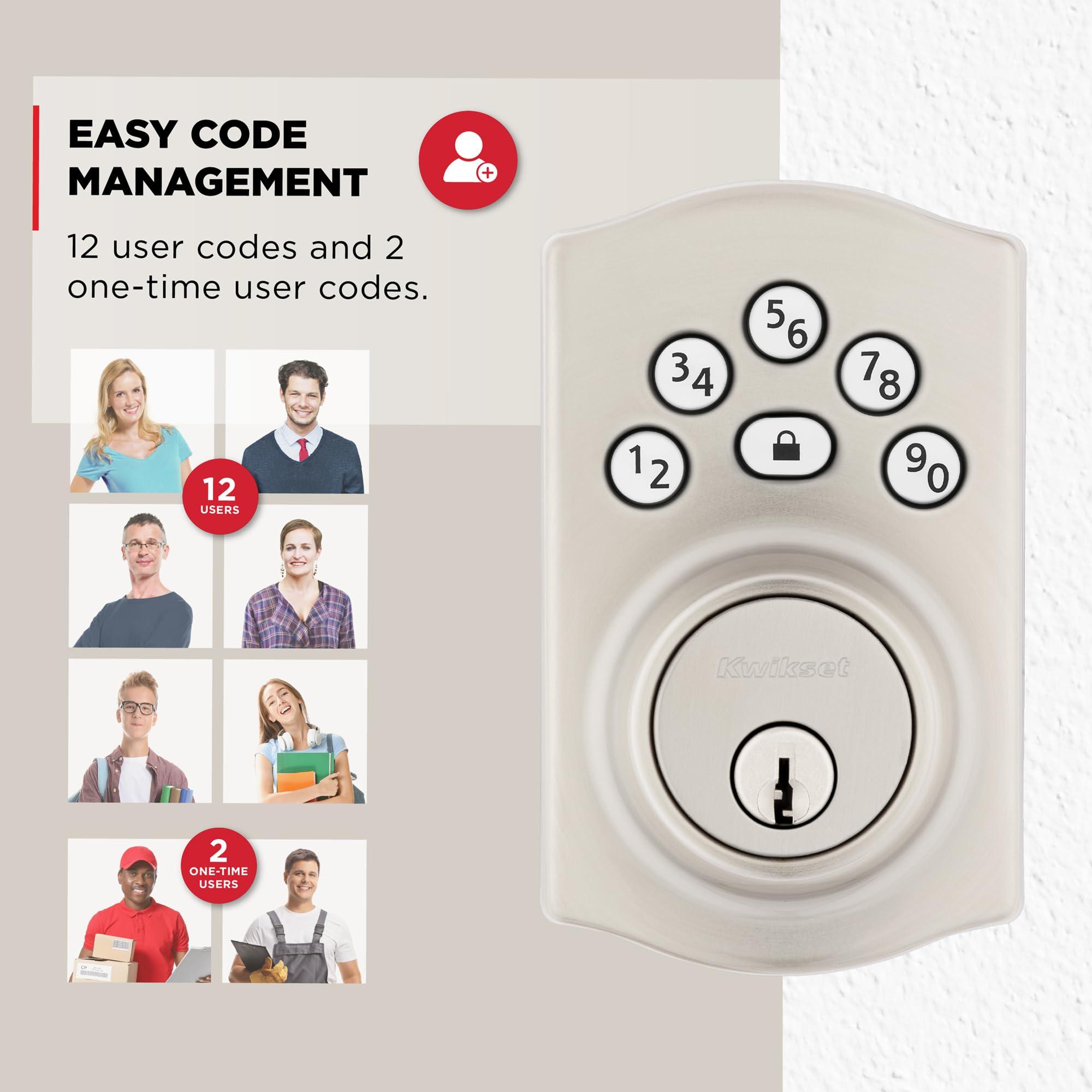 Kwikset Powerbolt 240 5-Button Keypad Satin Nickel Traditional Electronic Deadbolt Door Lock, Featuring Convenient keyless Entry, Customizable User Codes and auto Locking - Image 5