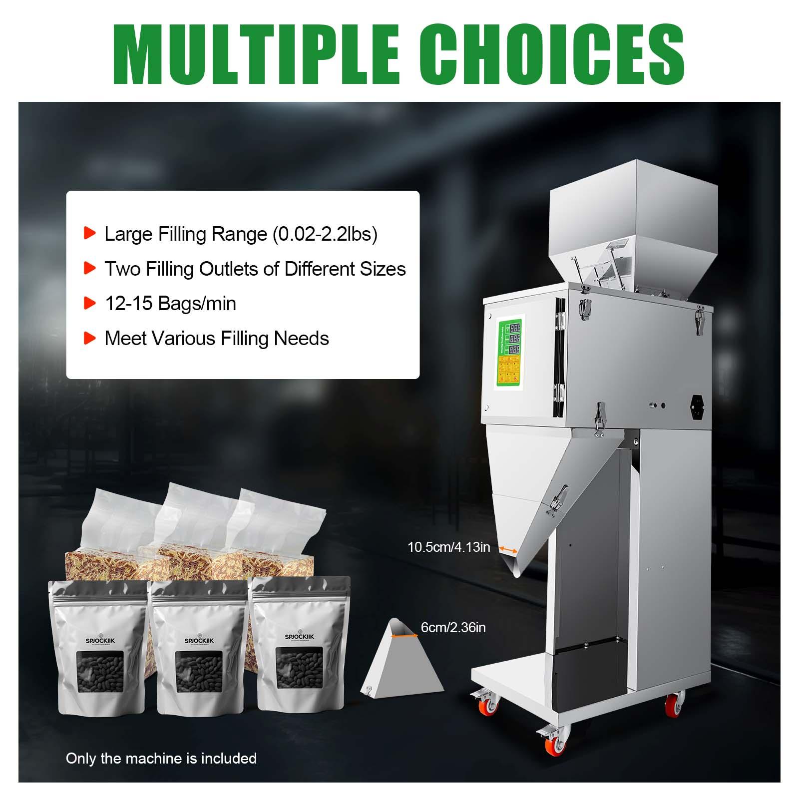 10-999G 110V Powder Filling Dispenser, Fully Automatic Packaging Filler, Stainless Steel Heavy Duty Granule Weigh Filler with Foot Pedal for Seed Grains - Image 4