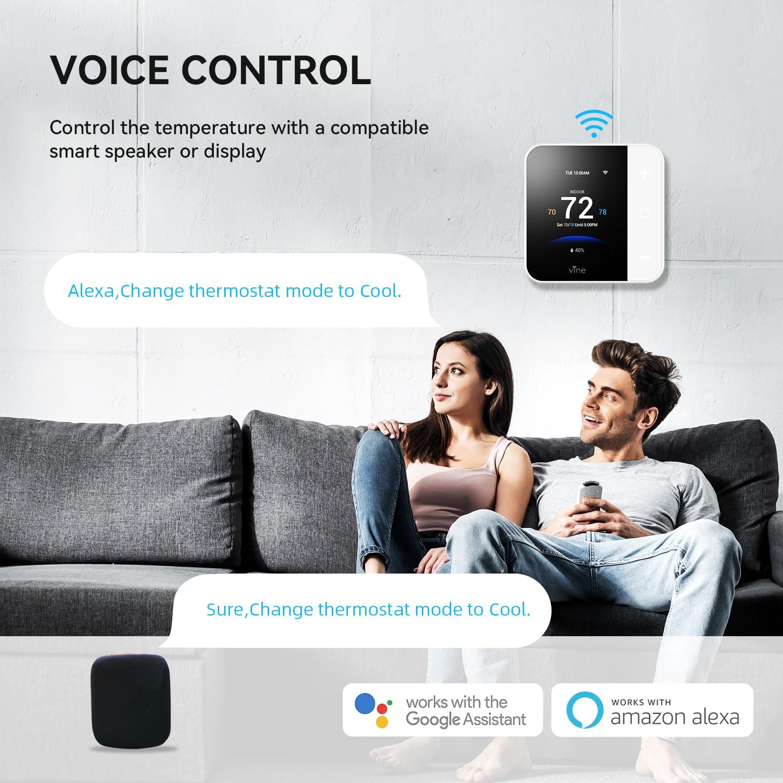 Vine Thermostat for Home with Touchscreen Color Display, WiFi Smart Thermostat Compatible with Alexa and Google Assistant, 7day/8period Programmable, Energy Saving, C-Wire Required, Screen Size 2.8" - Image 7
