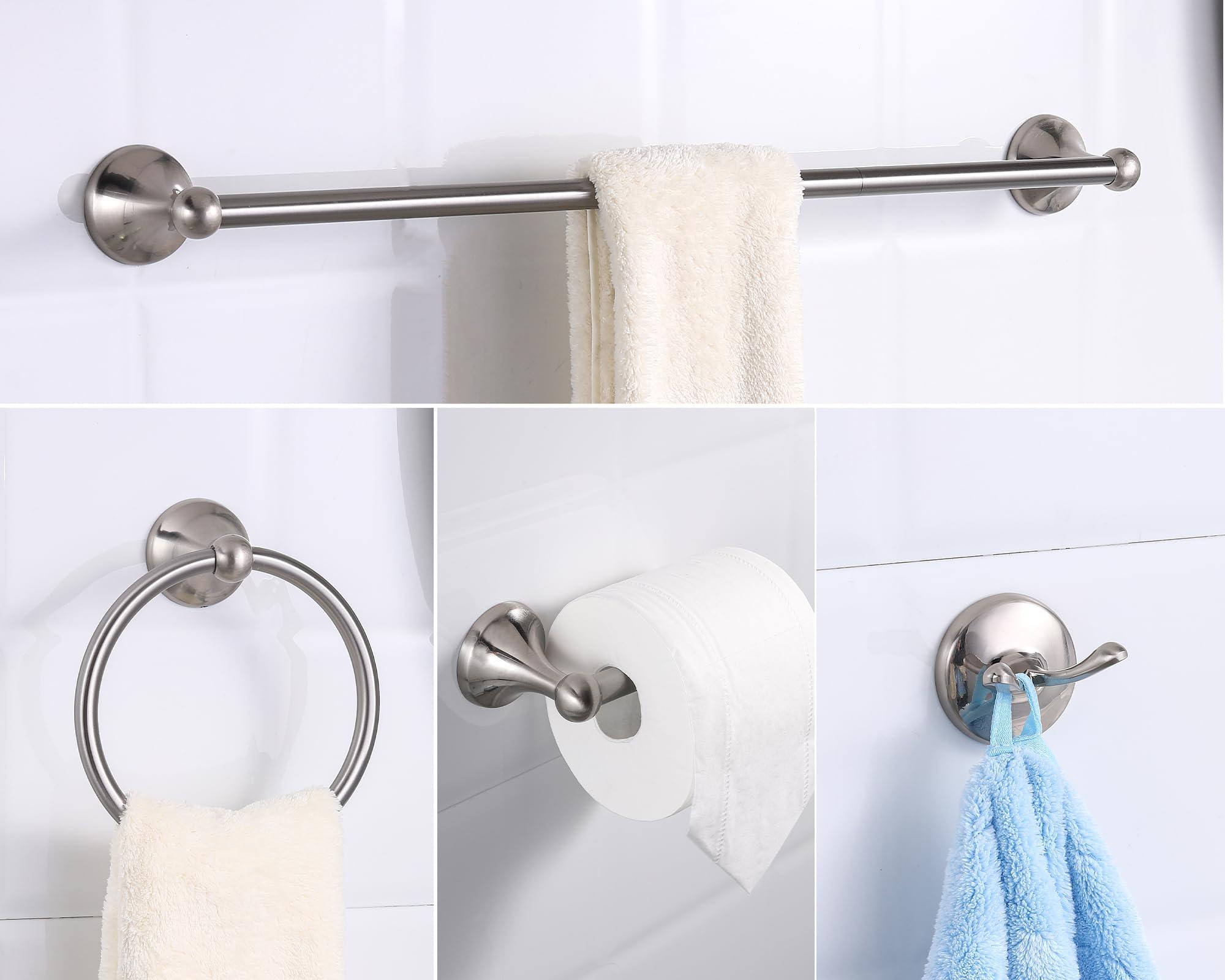 Ntipox 4-Piece Brushed Nickel Bathroom Hardware Accessories Set, 24 Inch Towel Bar, Towel Rack, Bathroom Towel Holder - Image 7