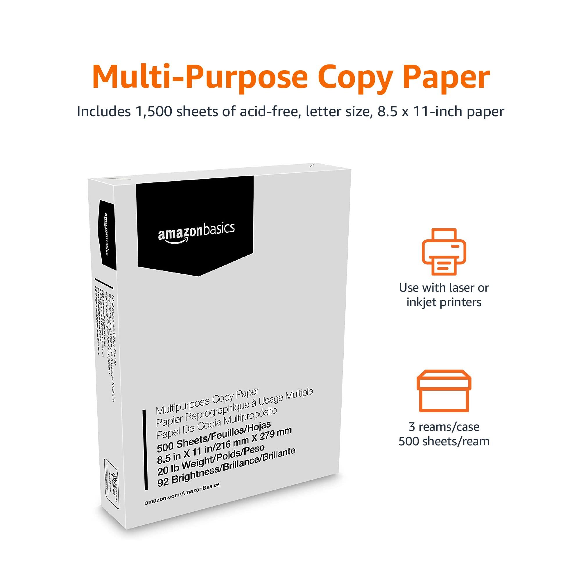 Amazon Basics Multipurpose Copy Printer Paper, 20 lb, 92 Bright, 8.5" x 11", White, 3 Reams, 1500 Sheets - Image 3