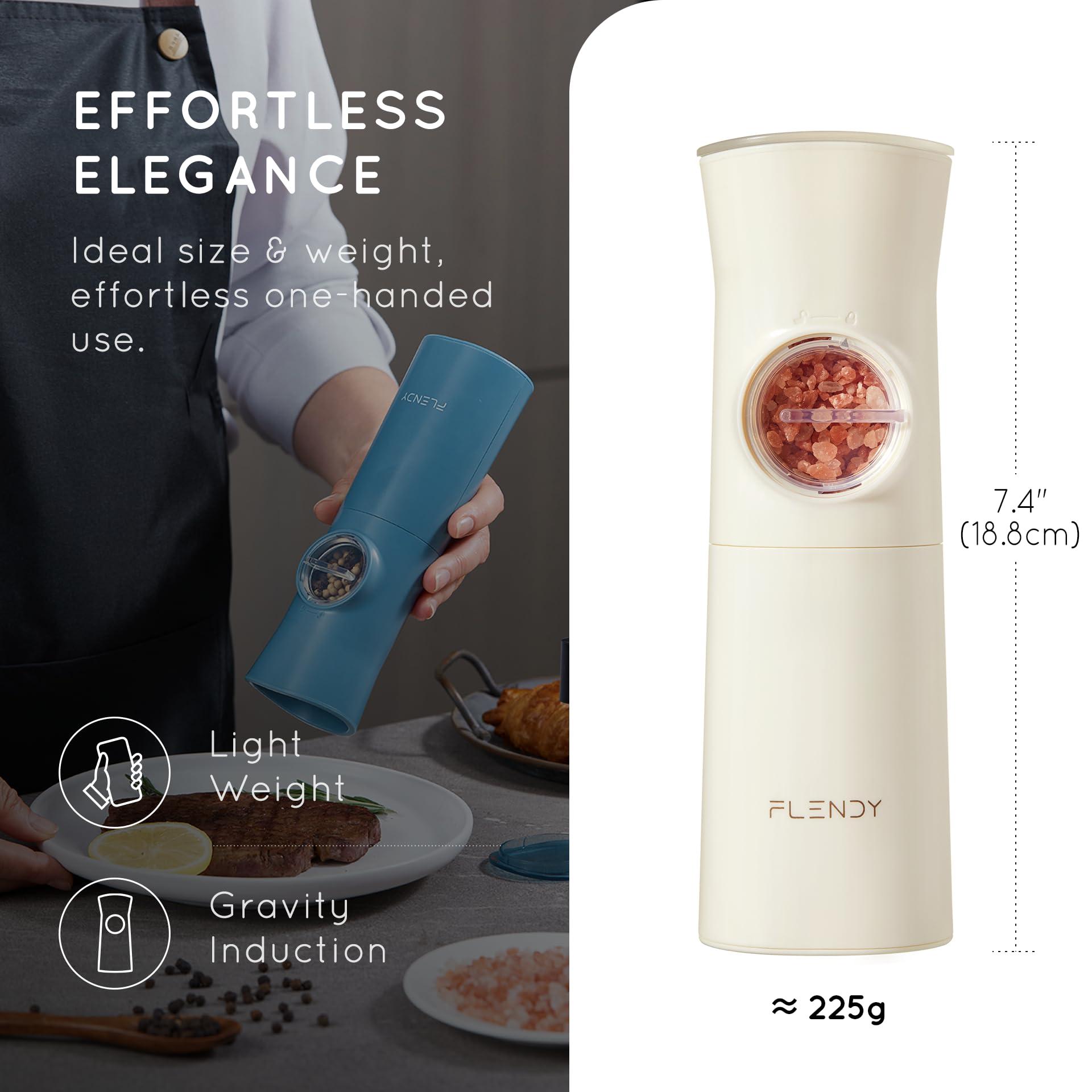 Flendy Gravity Electric Salt and Pepper Grinder Set Rechargeable, Automatic Salt and Pepper Grinder Set with USB C Charging Base, Gravity Salt and Pepper Shakers Set Electric - Image 2
