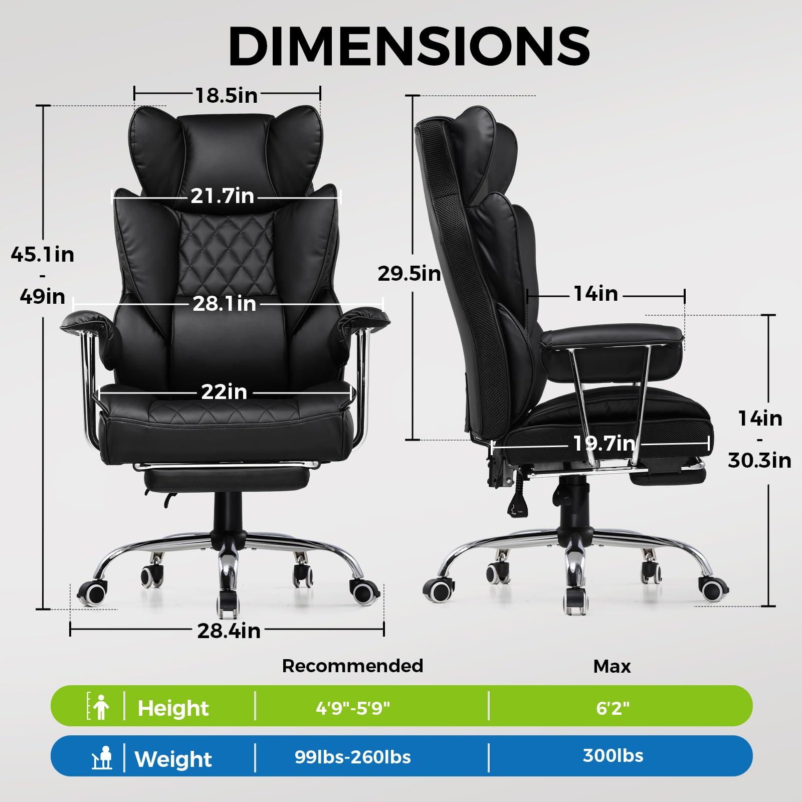 GTRACING Gaming Chair,Office Chair with Pocket Spring Lumbar Support, Ergonomic Comfortable Wide Office Desk Computer Chair with Outward Fixed Soft Armrests and Footrest (PU Leather, Black) - Image 2