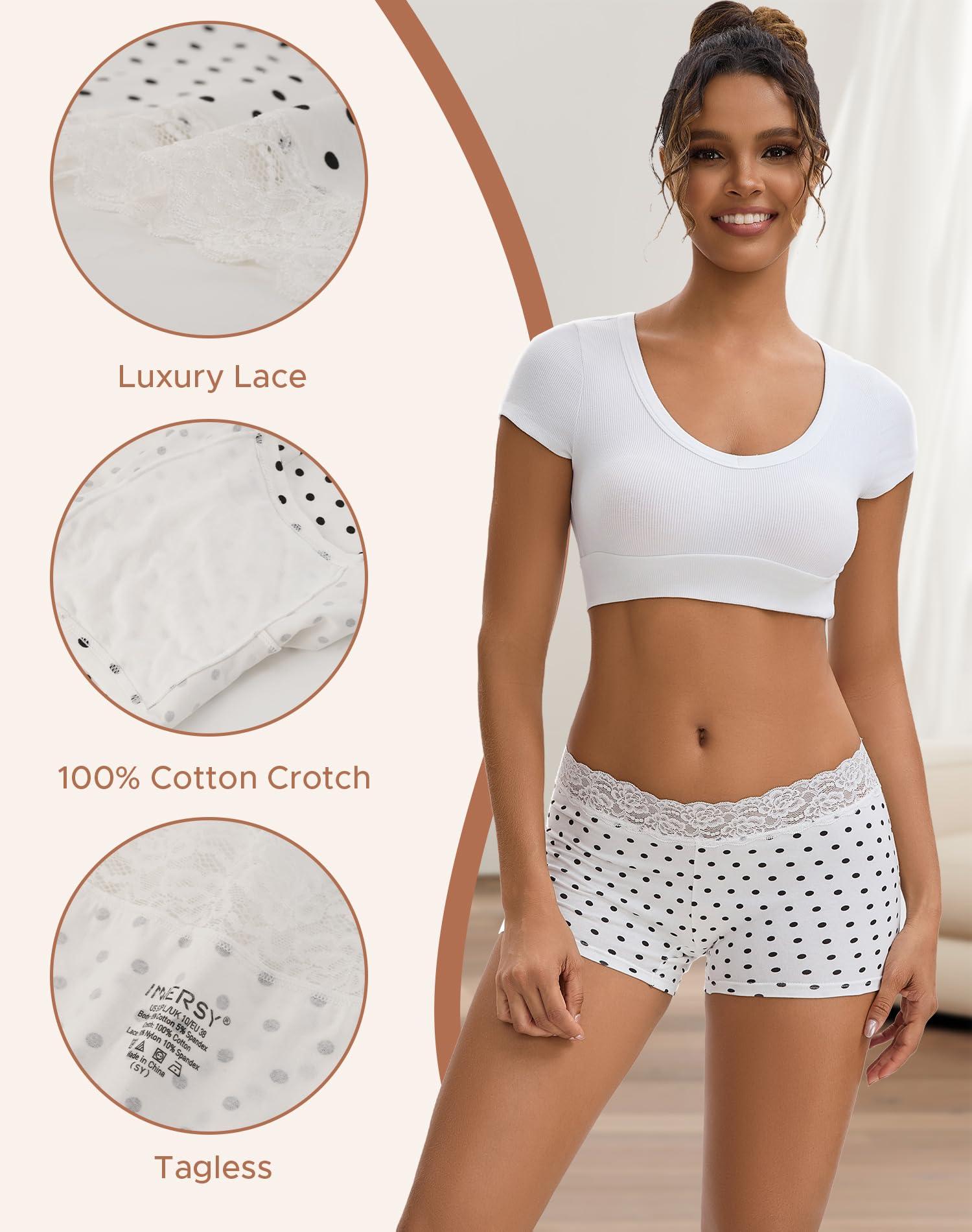 INNERSY Women's Lace Underwear Cotton Soft Boyshorts Panties Boxer Briefs 3-Pack - Image 3