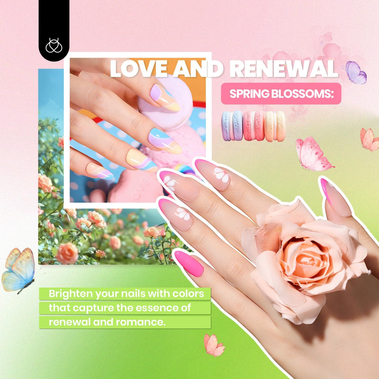 Beetles Gel Nail Polish Kit with U V Light - 68 Pcs Set 35 Colors Pink Glitter Nude Gray Gel Polish with Base Matte&Glossy Top Coat Vivid Seasons Gel Nail Set Nail Art Gift for Women & Girls - Image 3