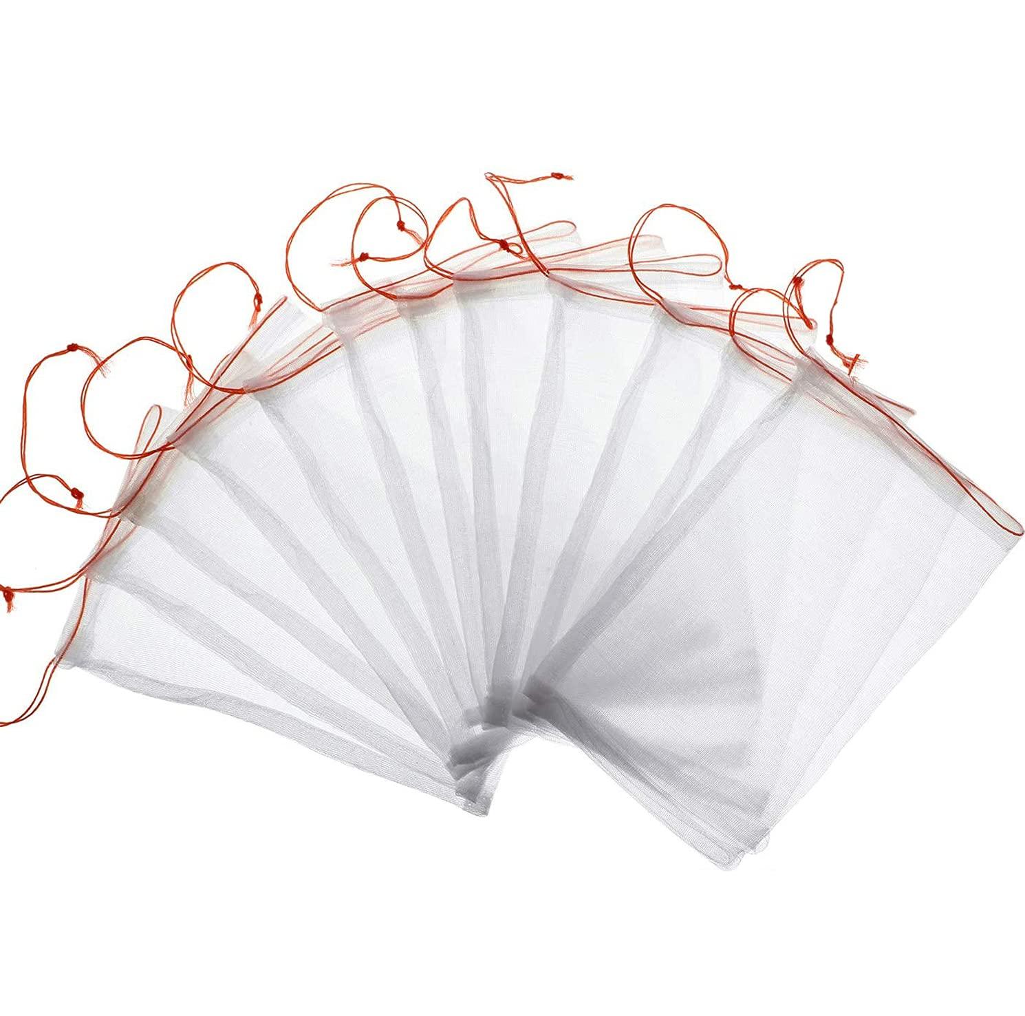 120 Pieces 6 x 10 Inch Fruit Protection Bags, Garden Nylon Mesh Fruit Bag Bird Net Barrier Bag Garden Plant Flower Fruit Protect Bag