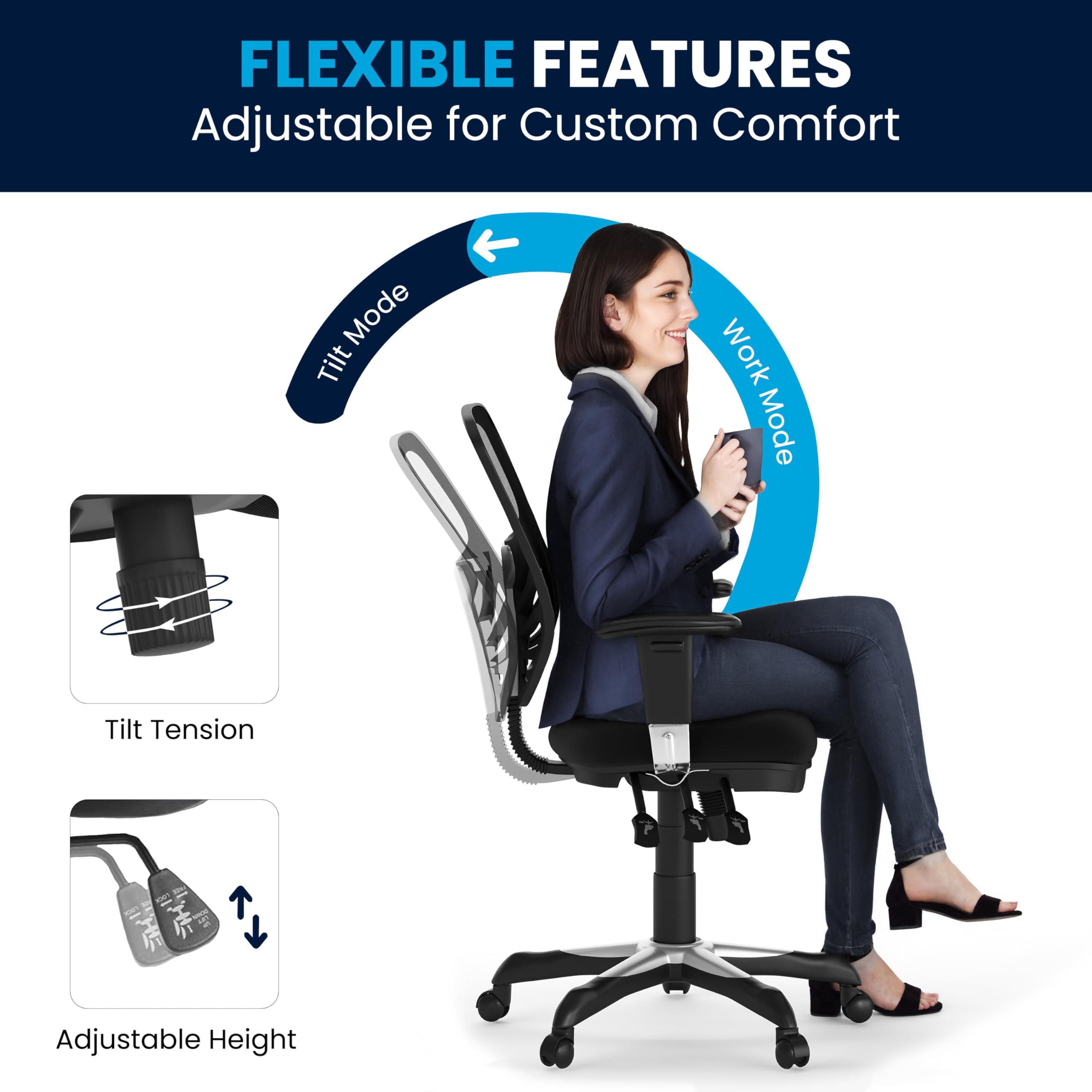 Flash Furniture Nicholas Mid-Back Swivel Desk Chair with Wheels, Mesh Back, Padded Seat, and Armrests, Adjustable Height Mesh Ergonomic Office Chair, Black - Image 12