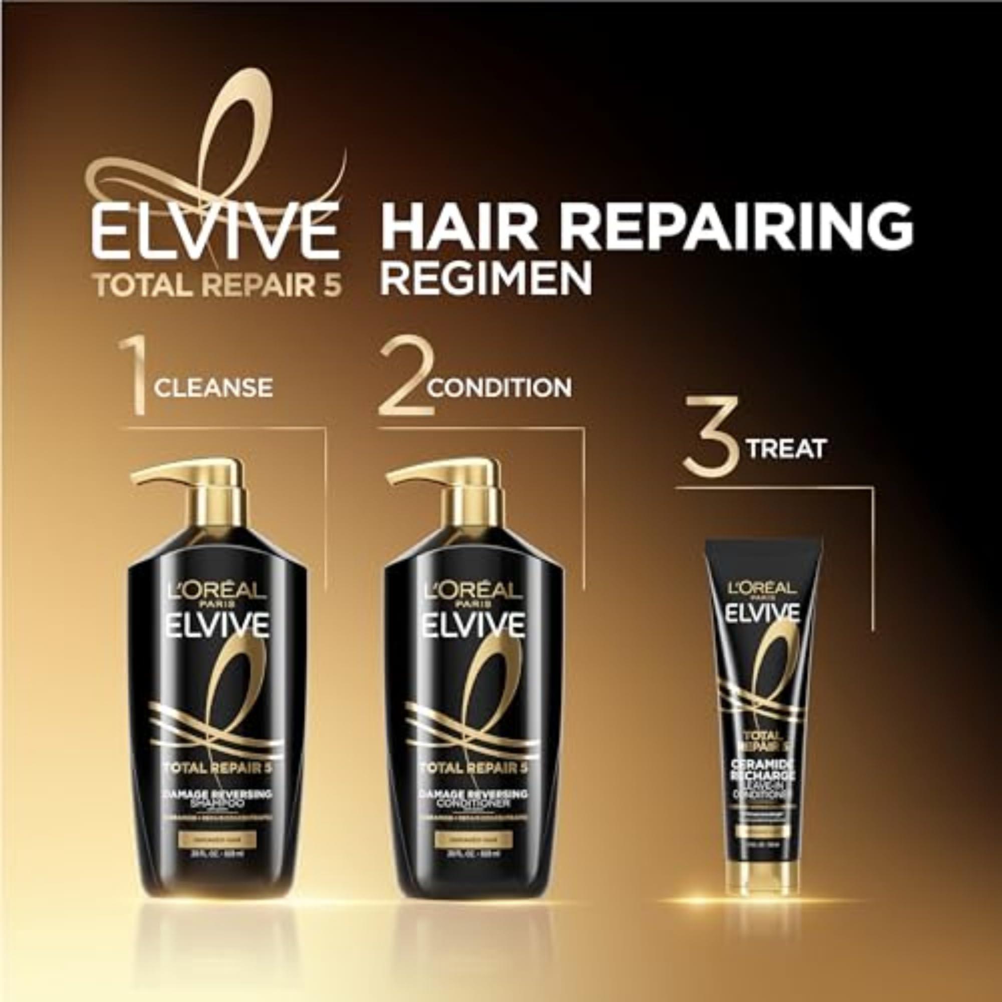 L'Oreal Paris Elvive Total Repair 5 Protein Recharge Leave In Conditioner Treatment, and Heat Protectant, 2 pack, (5.1 Ounce each) (Packaging May Vary) - Image 6