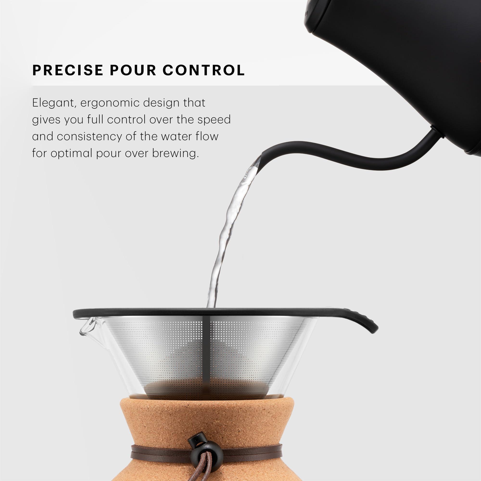 Bodum 27oz Bistro Gooseneck Electric Water Kettle, Pour Over Coffee & Tea, Stainless Steel, Matte Black - Image 4