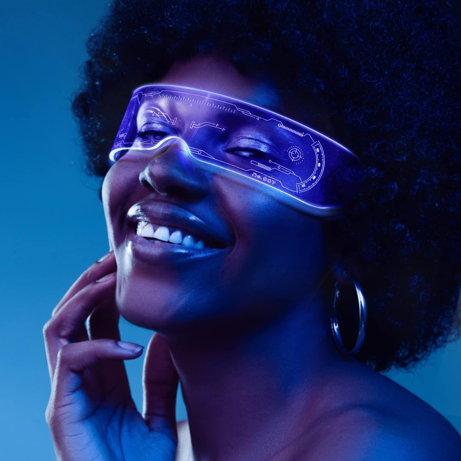 Yowivon Led Light Up Glasses Glow in the Dark Party Supplies Halloween Neon Rave Accessories for Party EDM Festival