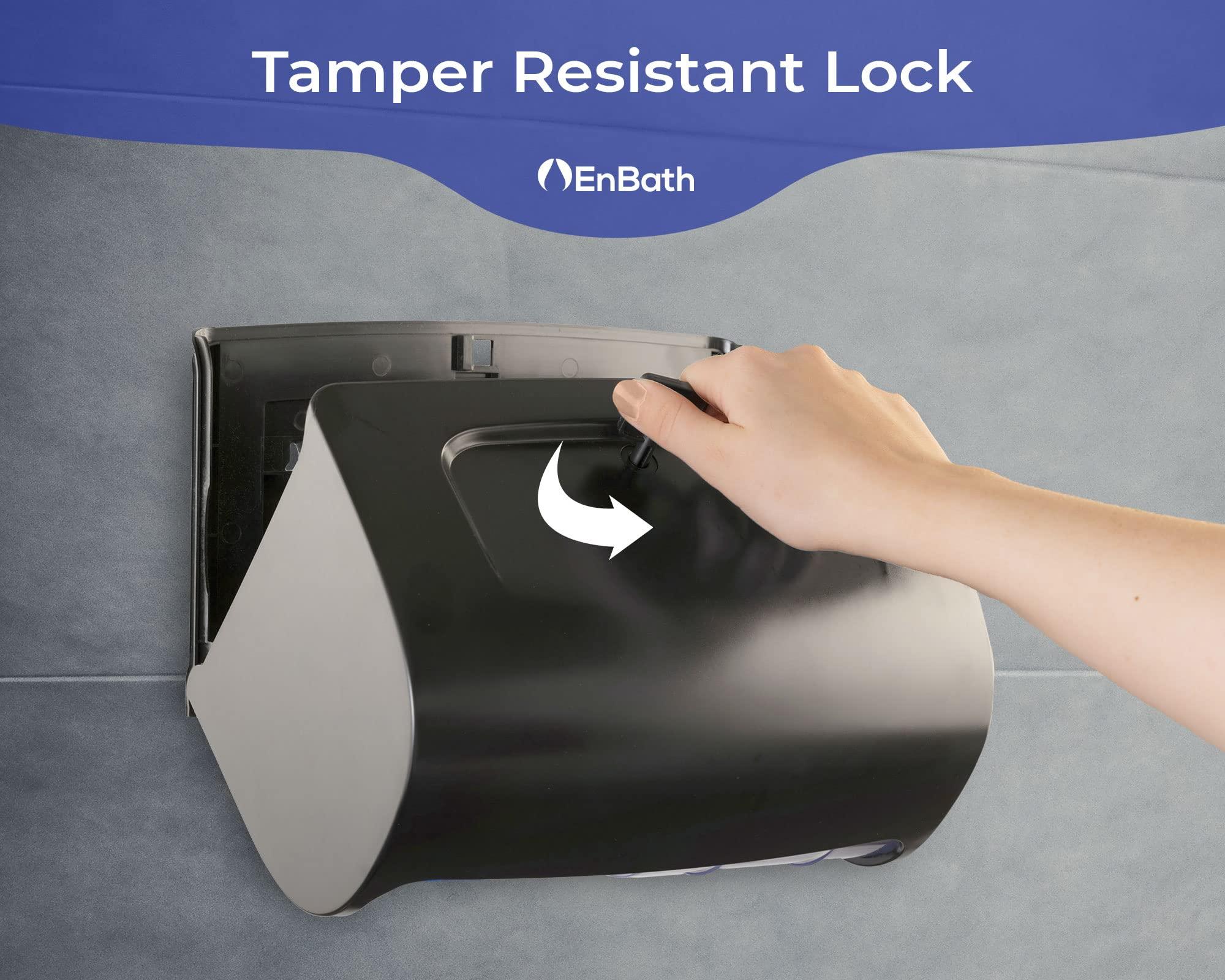 Commercial Toilet Paper Dispenser Wall Mount, Double (2 Roll) Locking Toilet Paper Holder (Black), Compact Two Roll, Side by Side Design Tissue Paper Dispenser (Dispensador de Papel Higienico Doble) - Image 5