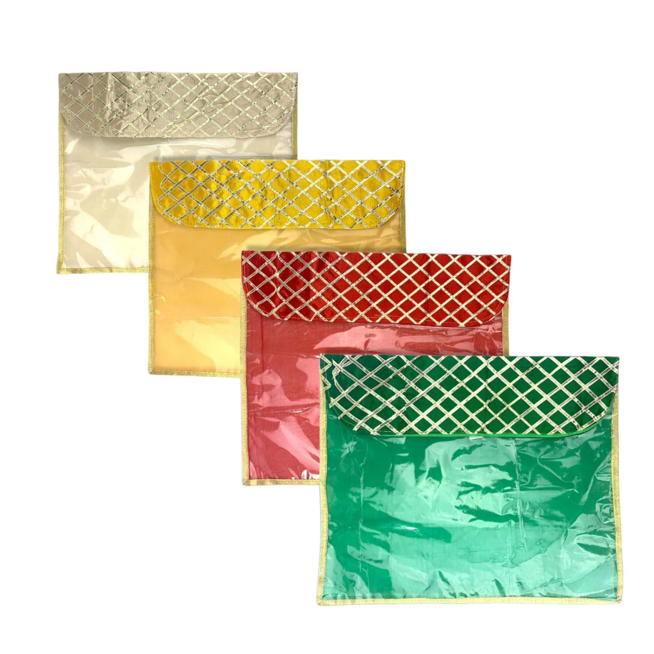 LOVENSPIRE 5 Assorted Gotta Patti Saree Bags Lehnga Cover Clothes Organizer Sari Storage Bag for Wardrobe and Gifting Storage Indian Wedding Favor Cloth Case Birthday