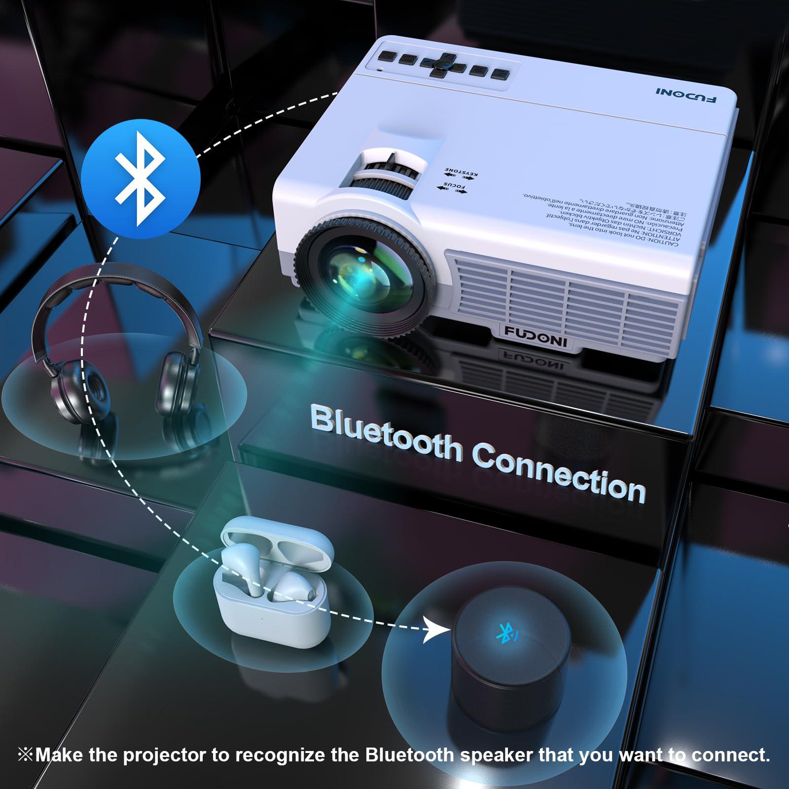 Projector with WiFi and Bluetooth, FUDONI Upgrade Projector Native 1080P 14000L 4K Supported, Portable Movie Outdoor Projector for Home Theater, Compatible w HDMI/USB/TV Stick/Laptop/iOS Android Phone - Image 3